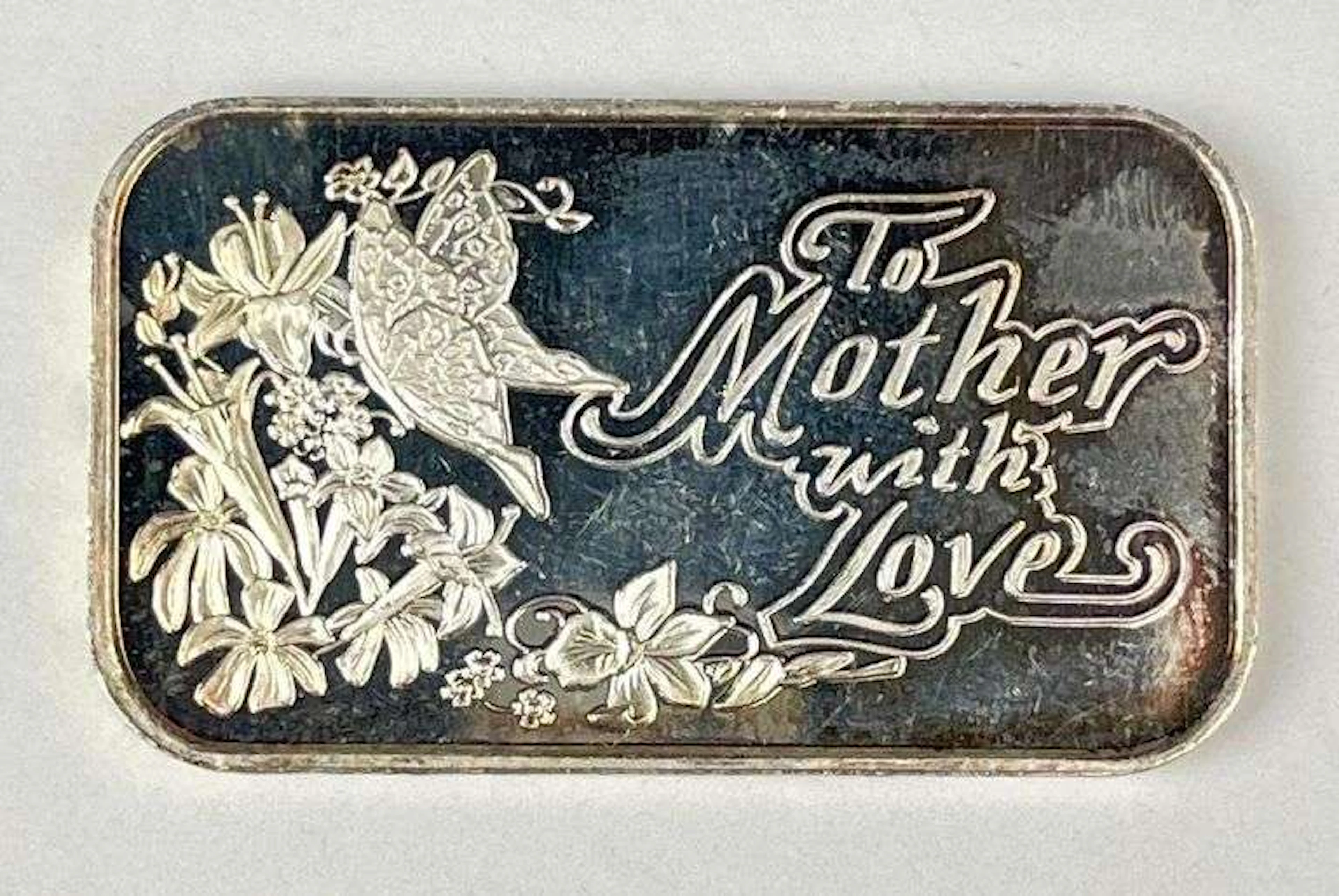 1990 SilverTowne To Mother with Love 1 oz .999 Fine Silver Ingot/ Bar