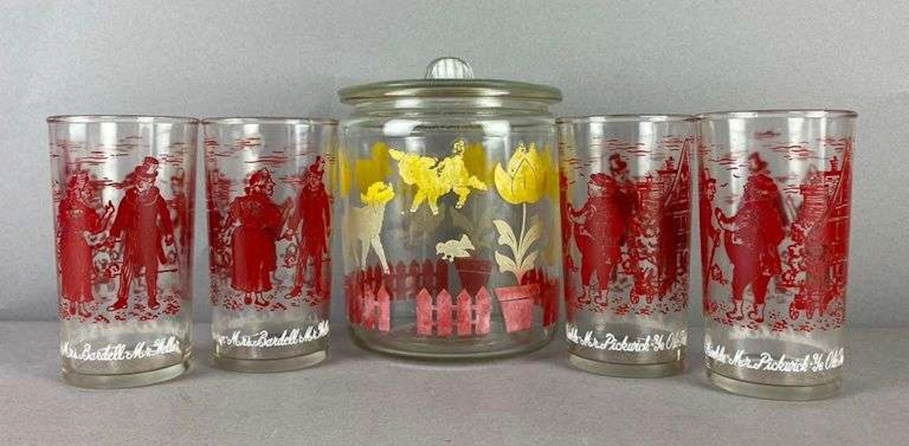 Group of 5 Vintage 1950’s Libbey Pickwick Tavern Tumblers and More