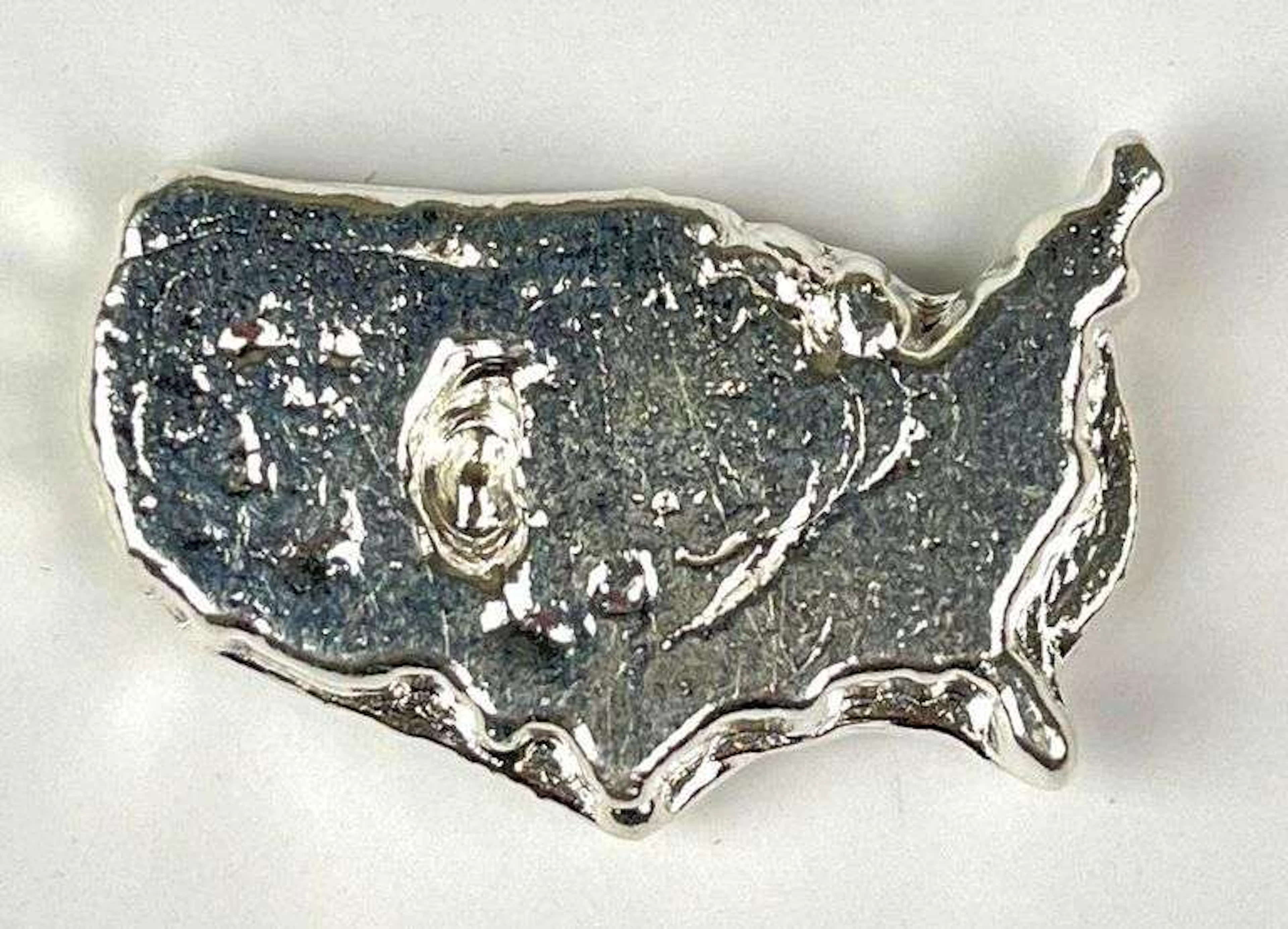 Hand Poured US Continent 2.5 oz .999 Silver Ingot/ Bar