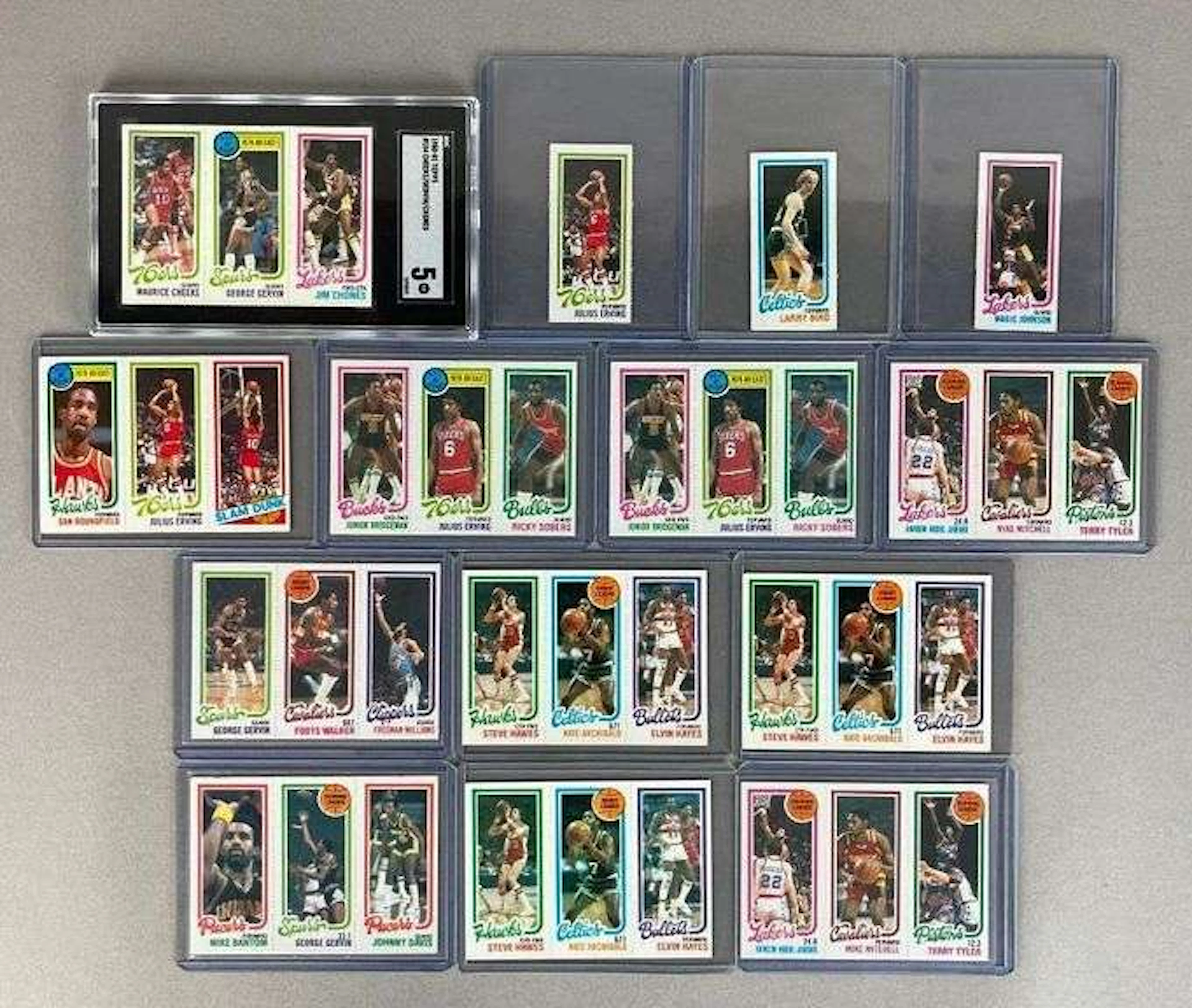 Group of 1980 - 81 Topps Basketball Cards with Graded + Magic and Bird Rookies