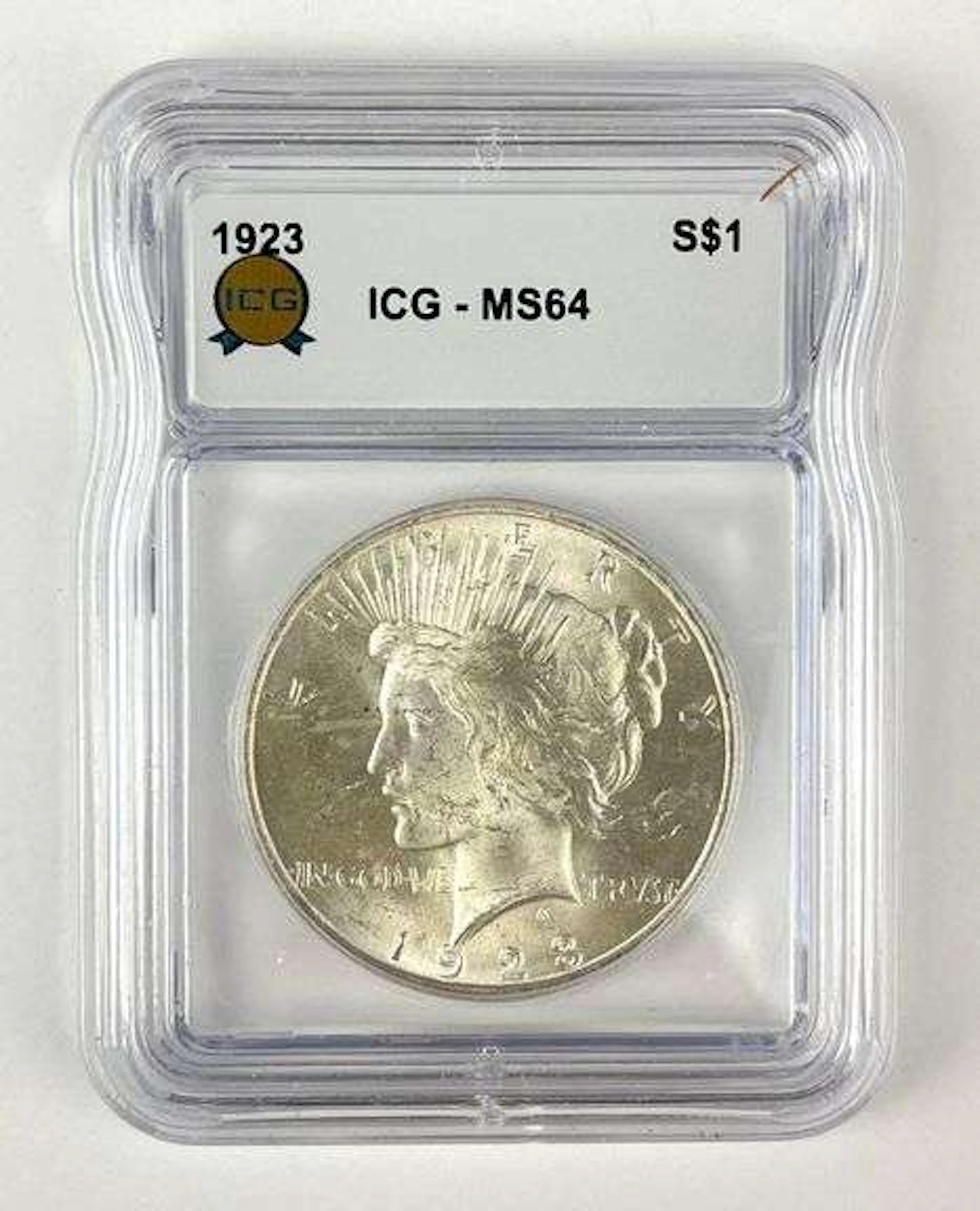 1923 US Peace Silver Dollar ICG MS64