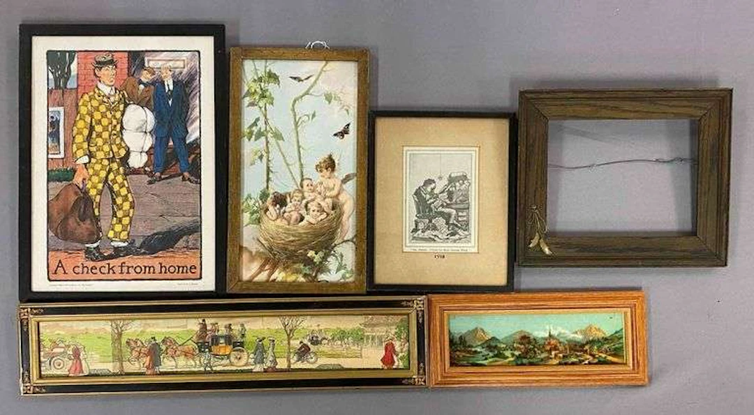 Group of Prints and Wood Frame