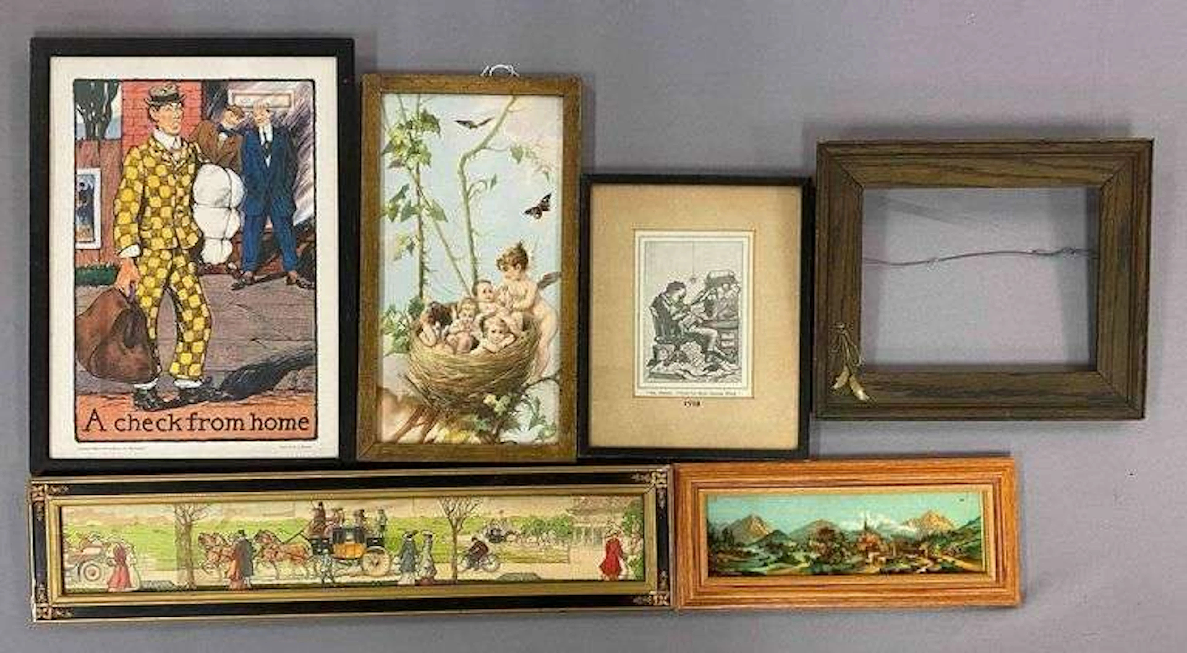 Group of Prints and Wood Frame
