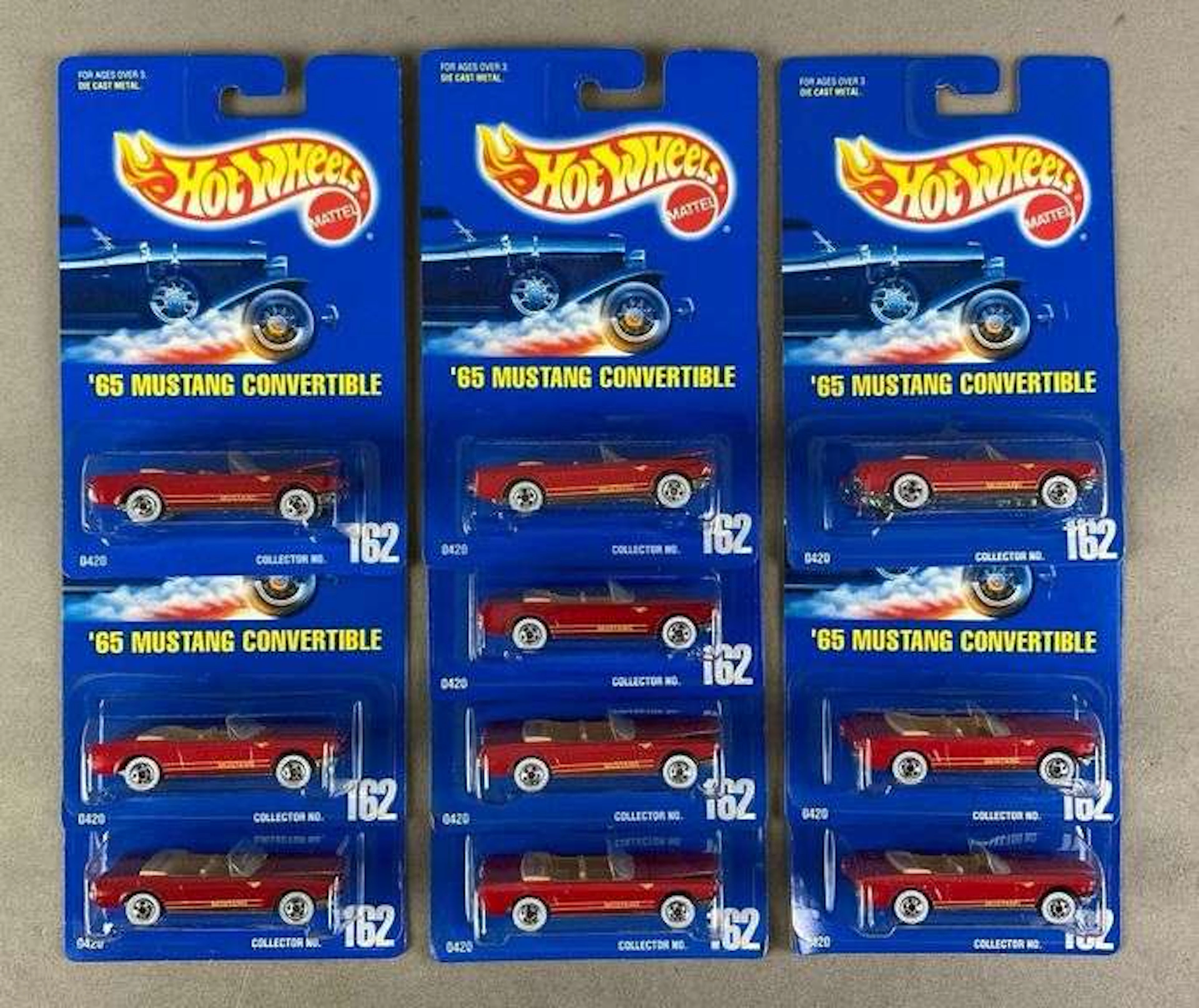 Group of 10 1991 Mattel Hot Wheels 1965 Mustang Convertible