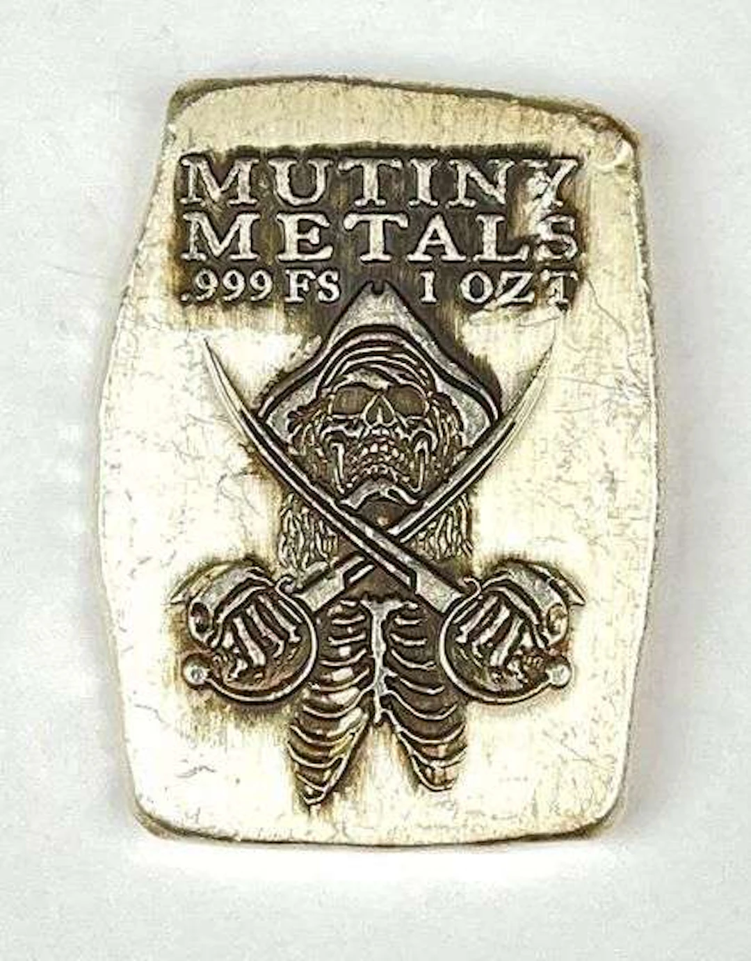 Mutiny Metals Hand Poured Pirate Skeleton 1 oz .999 Silver Ingot/ Bar