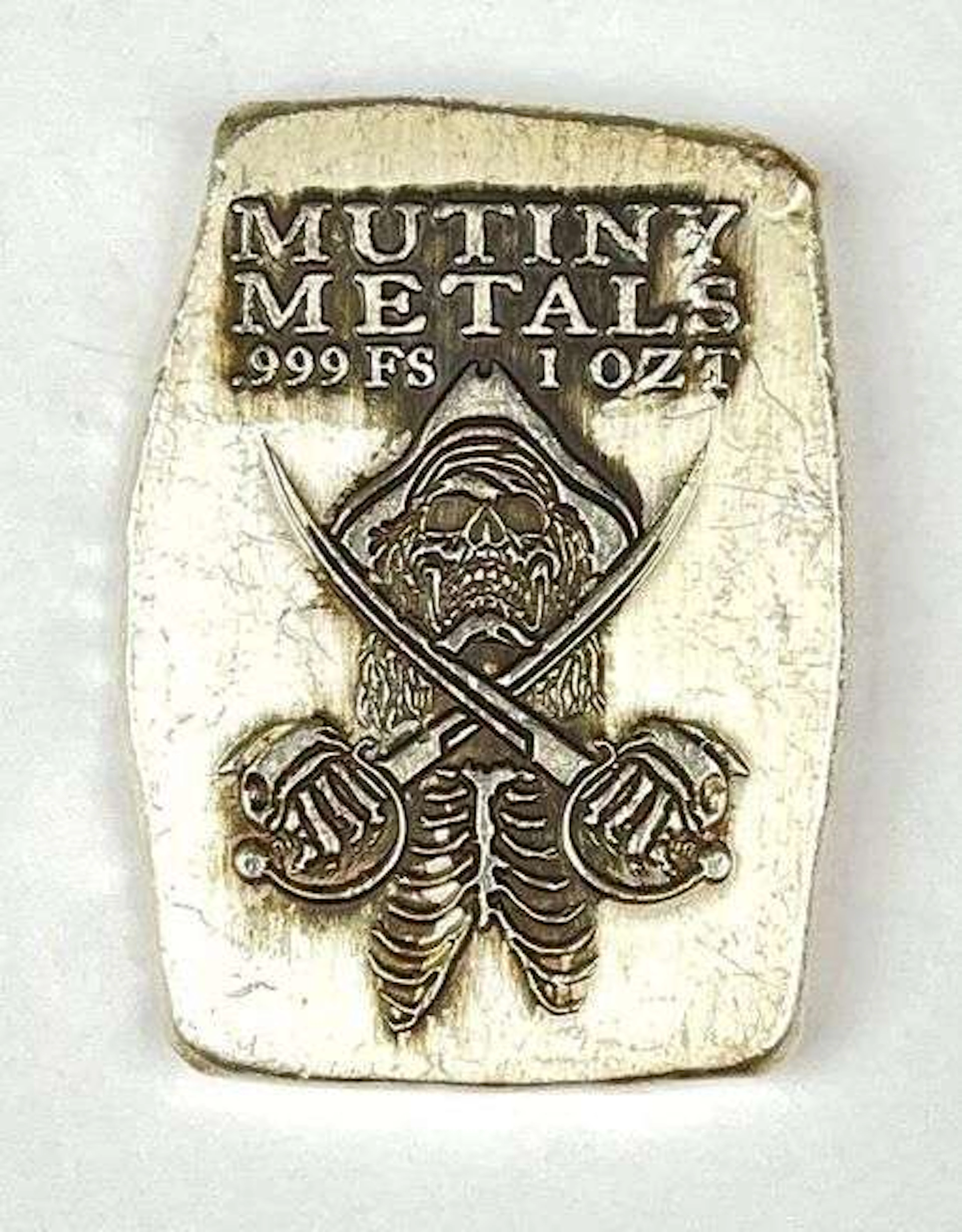 Mutiny Metals Hand Poured Pirate Skeleton 1 oz .999 Silver Ingot/ Bar