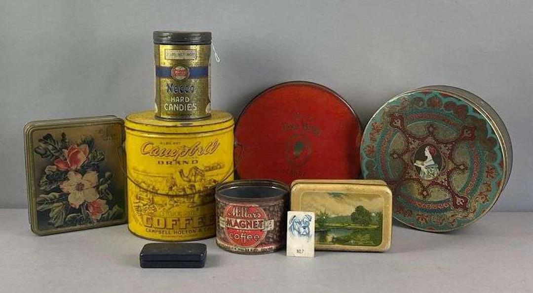 Group of Vintage Advertising Tins and More