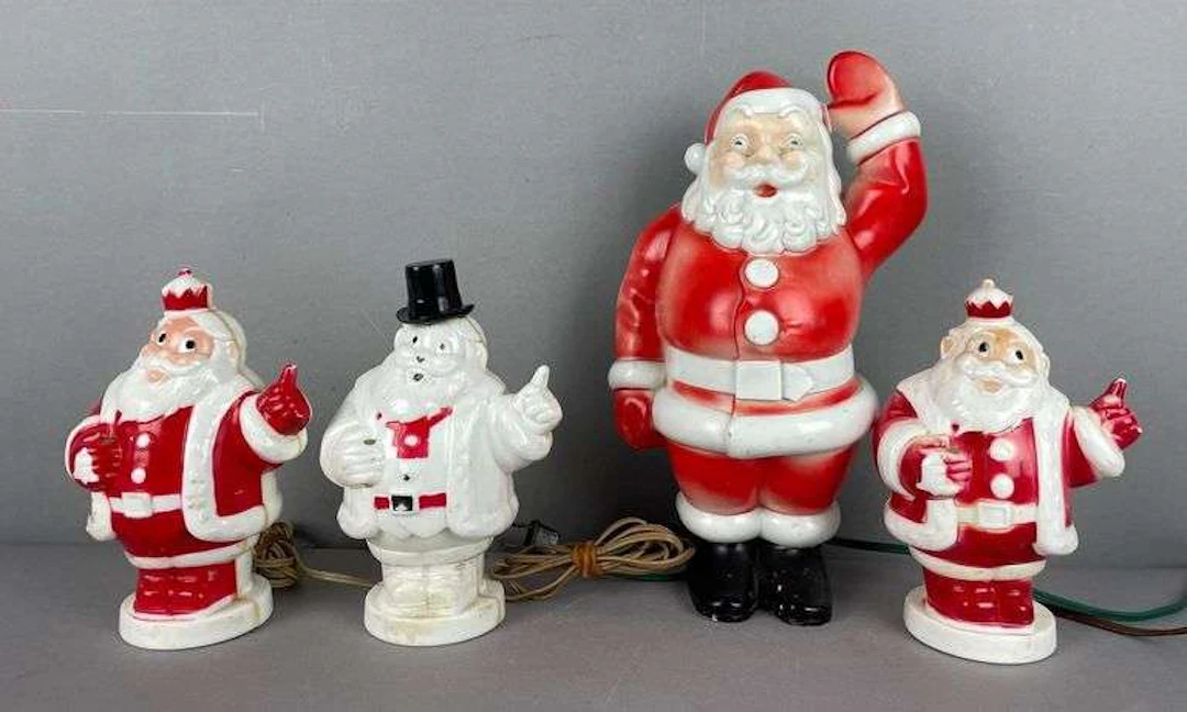 Group of 3 Harett-Gilmar Plastic Light-Up Santa Claus Banks