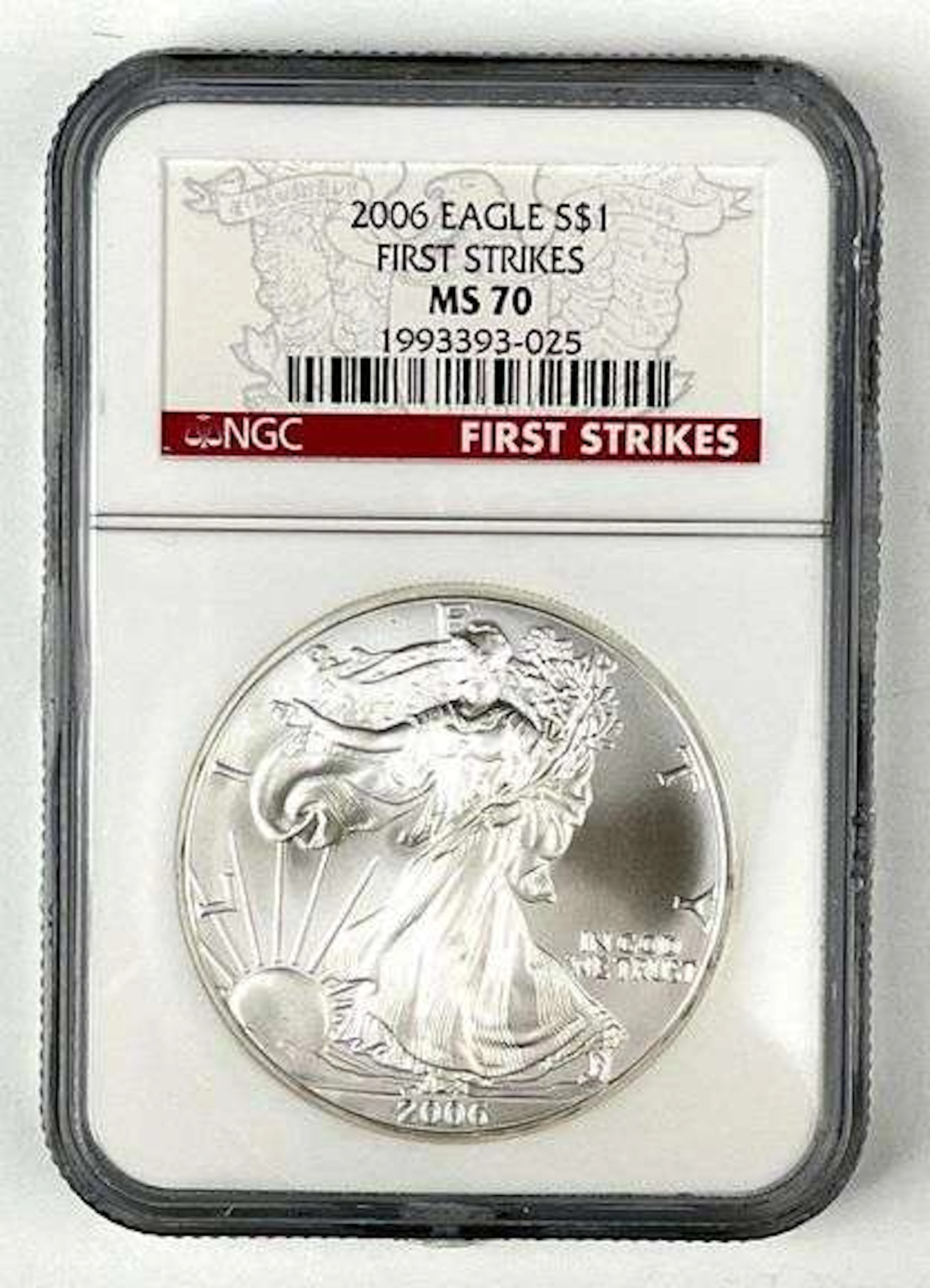 2006 US $1 American Silver Eagle 1 oz Fine Silver Coin NGC MS70
