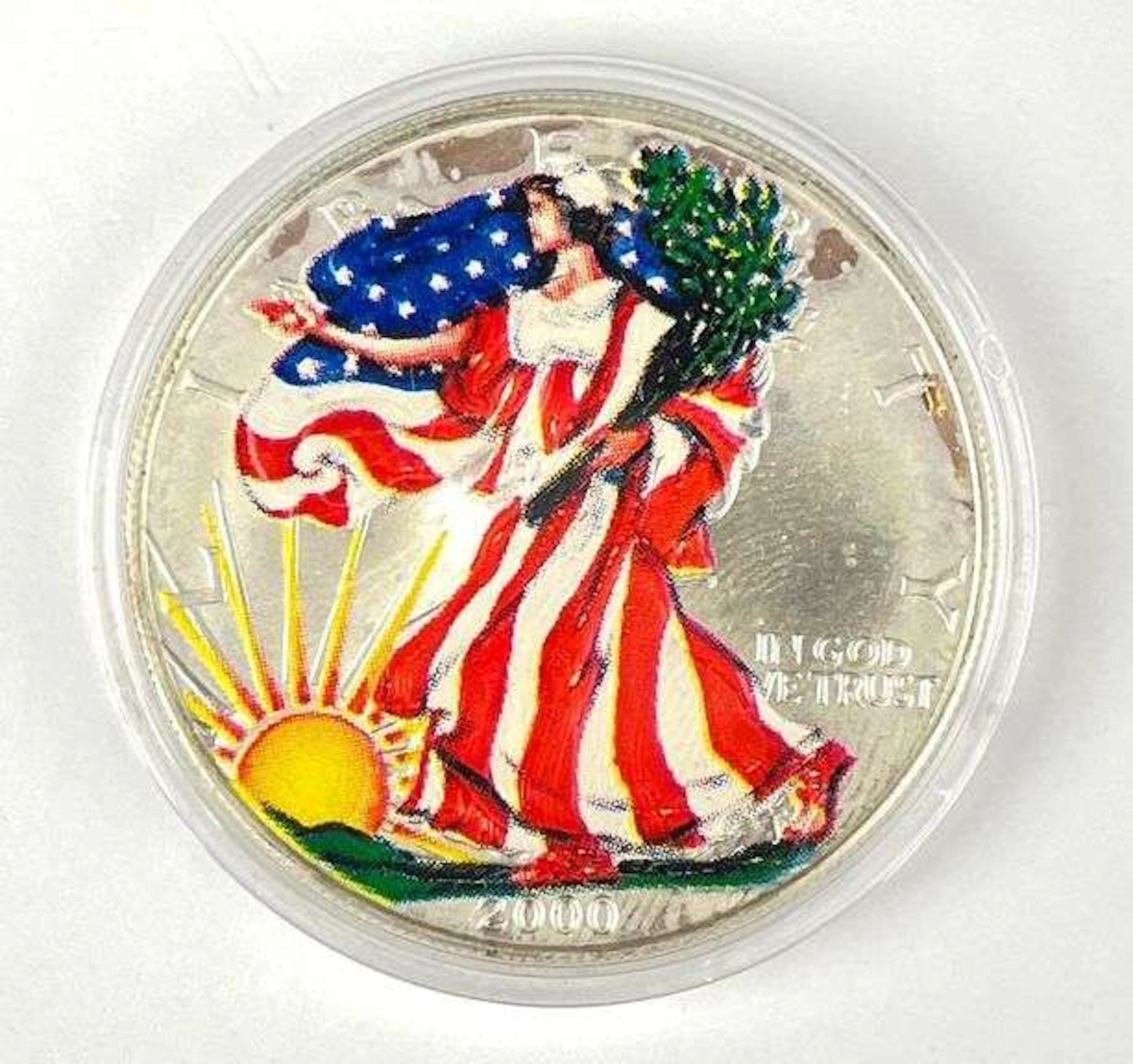2000 Colorized US $1 American Silver Eagle 1 oz Fine Silver Coin