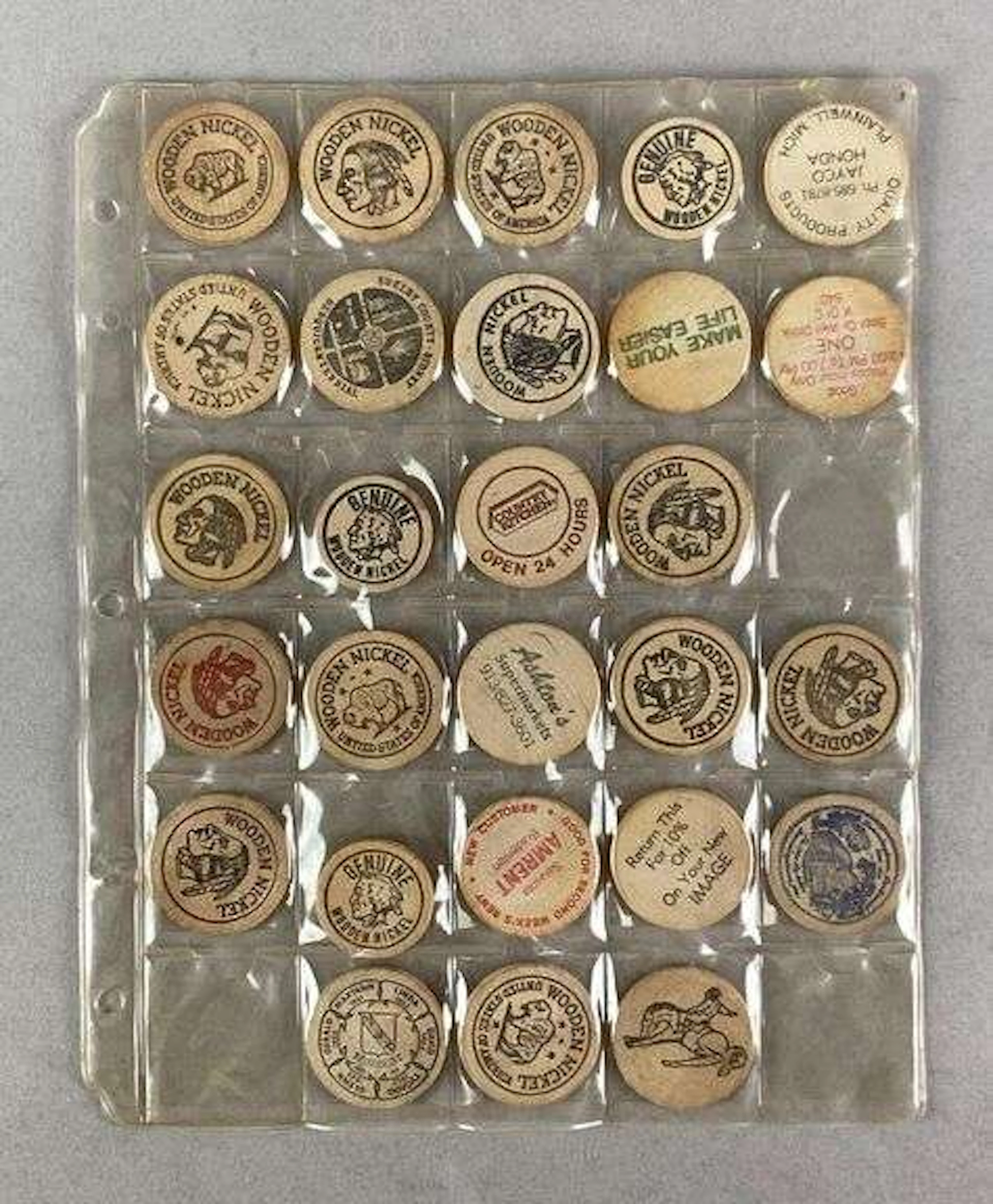 Group of 27 Wood Nickels