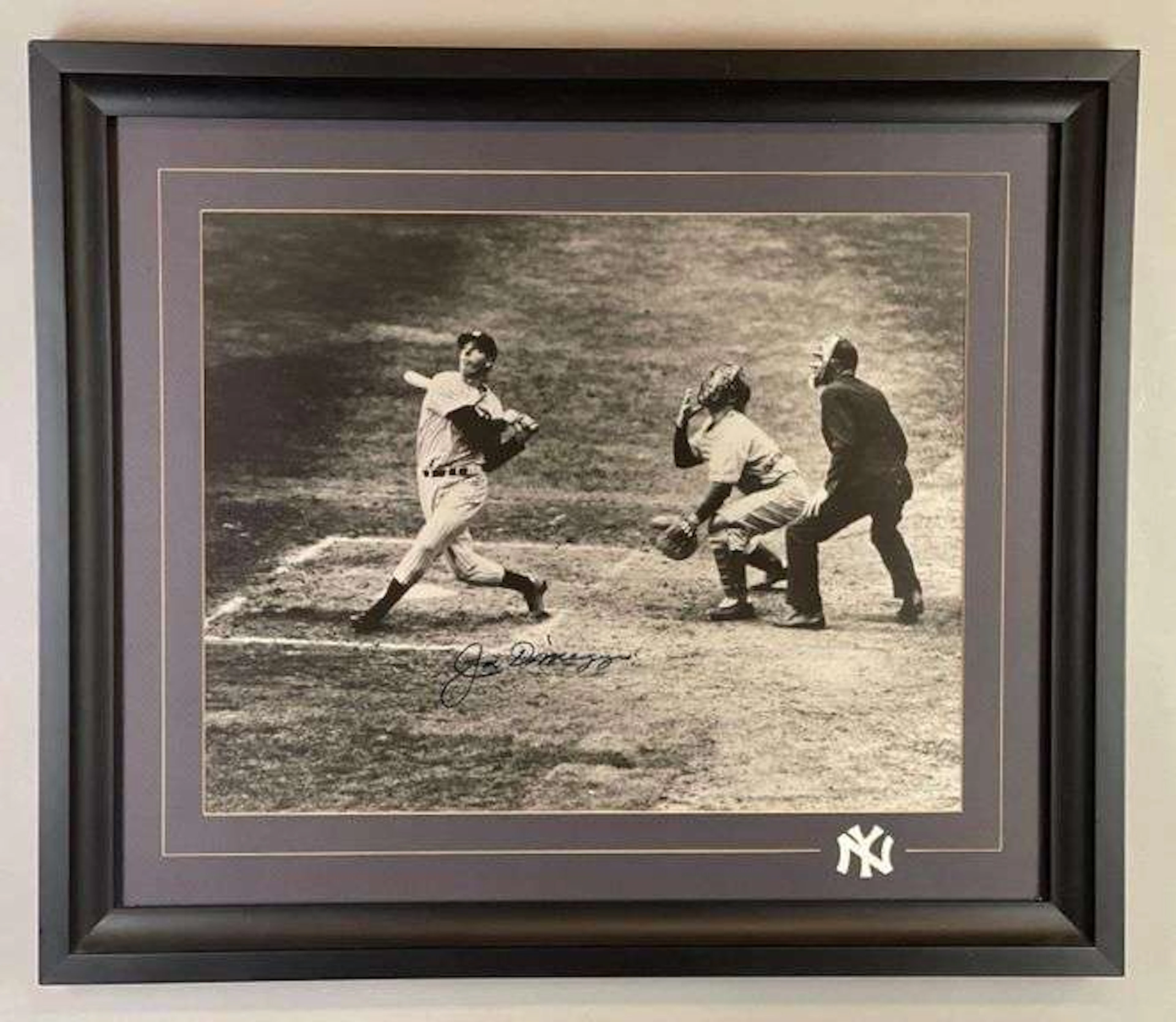 Joe DiMaggio Signed, Framed and Matted 20x16 Black and White Photo with JSA LOA