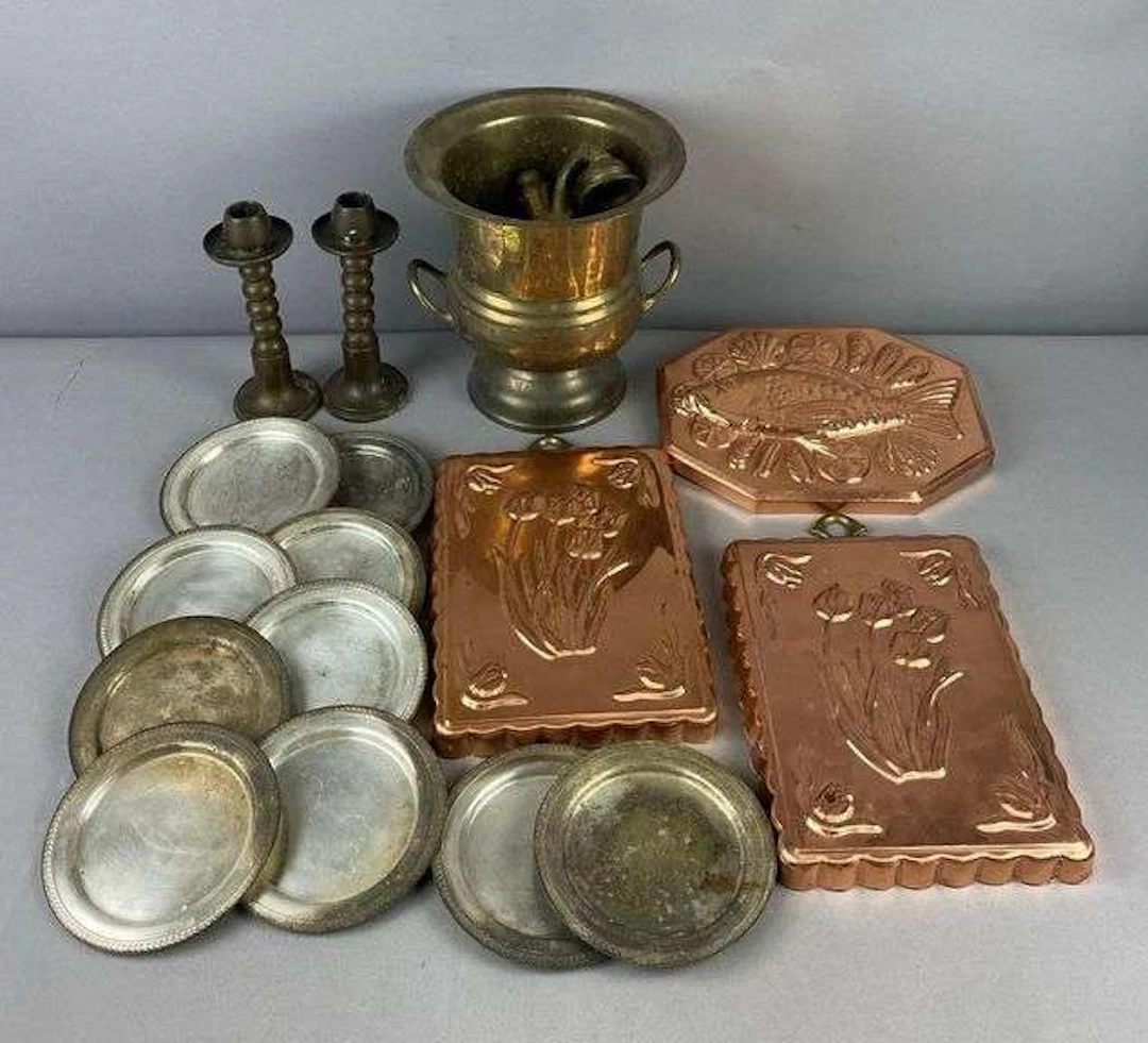Group of Silver-Plate Plates and More