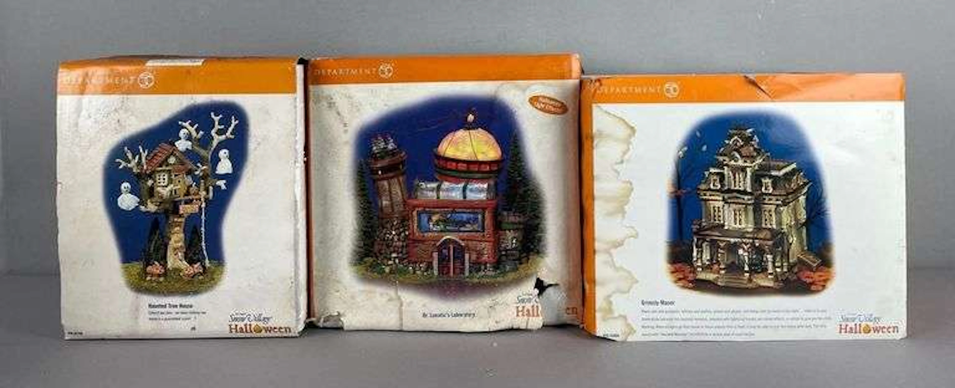 Group of Department 56 Halloween Village Buildings