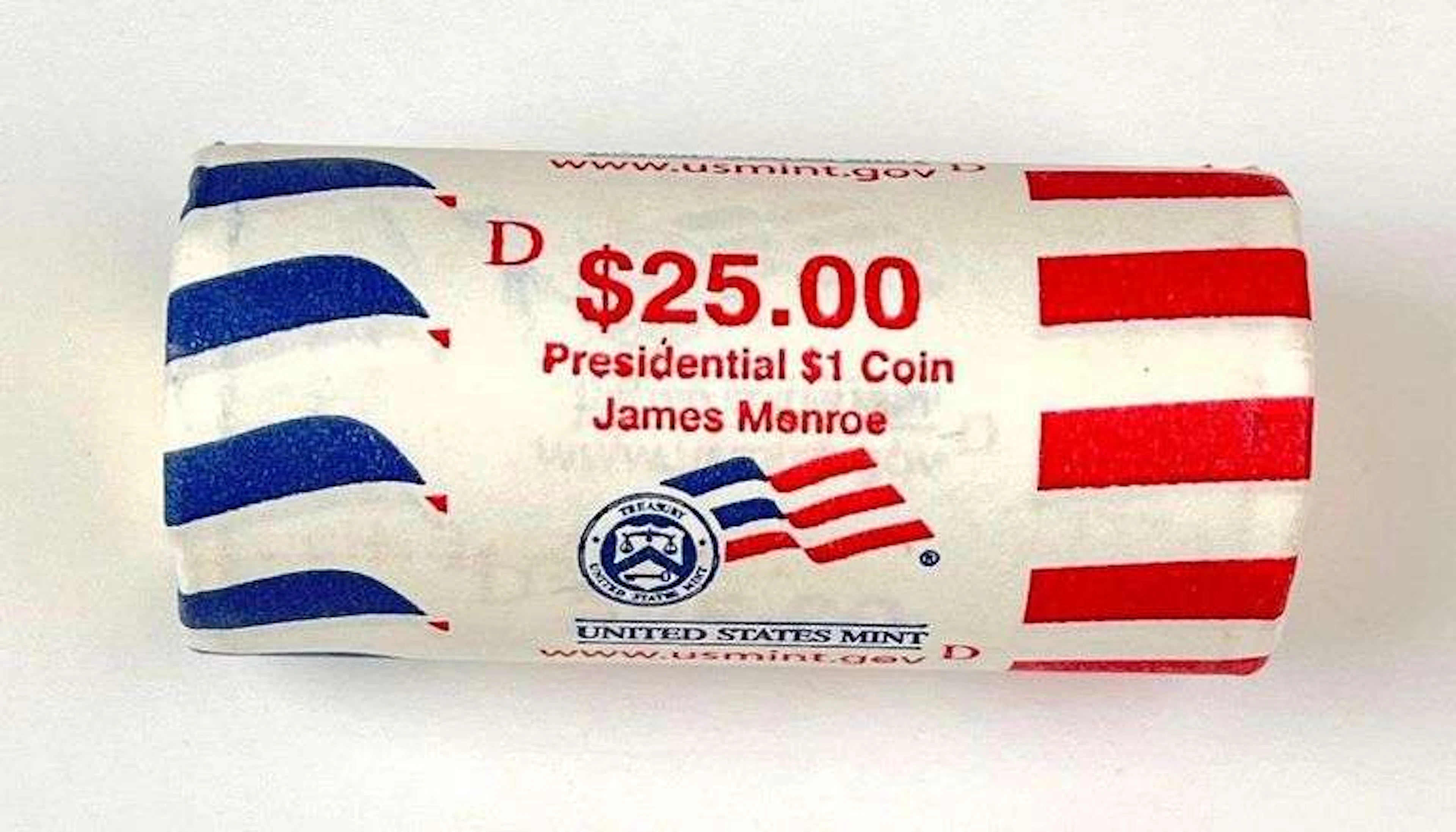 $25 Roll of US Presidential $1 James Monroe Coins
