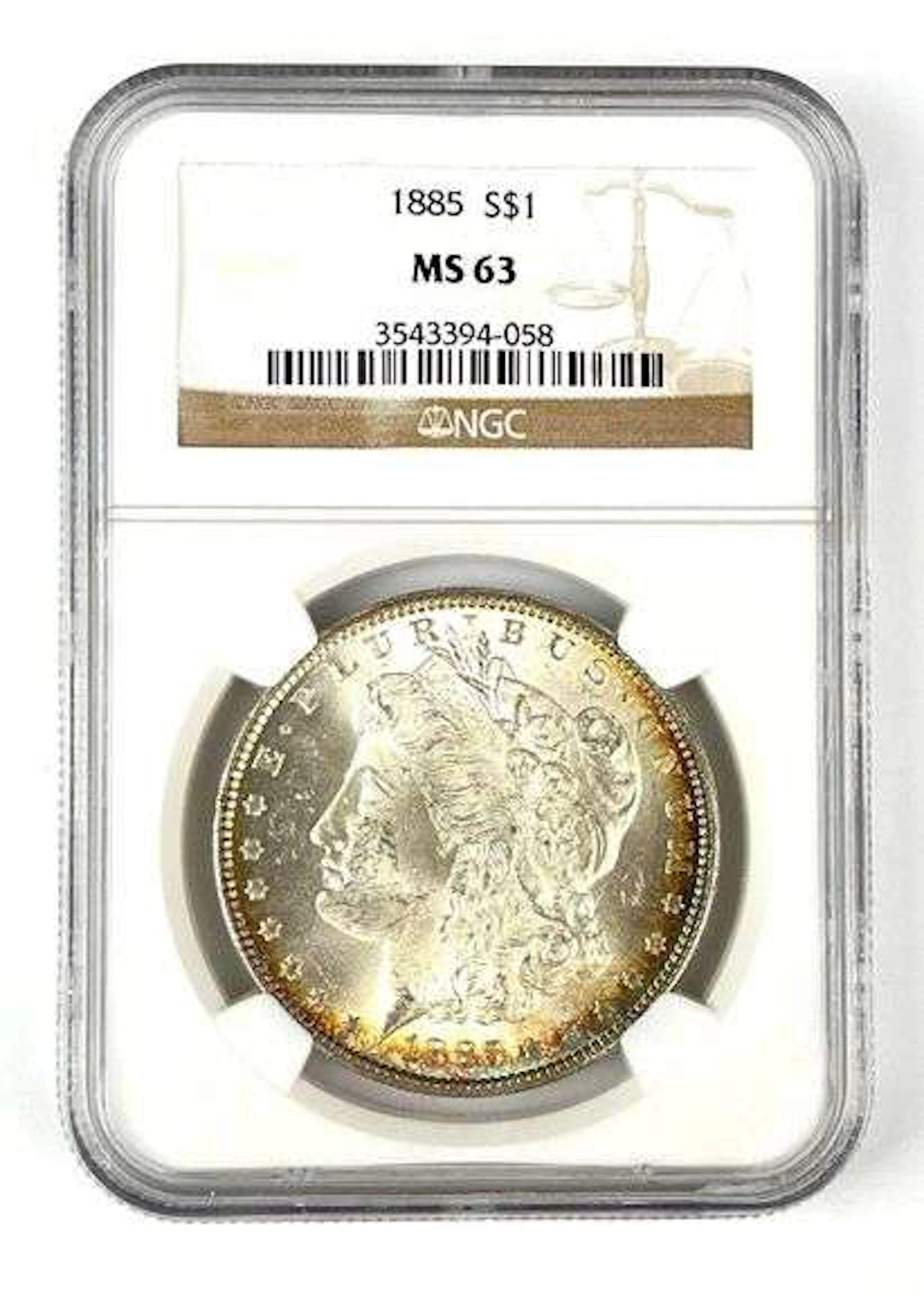 1885 US Morgan Silver Dollar NGC MS63