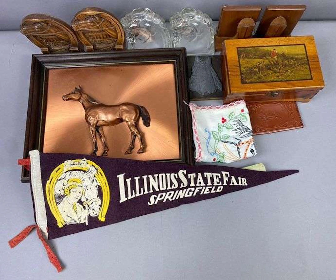 Group of Vintage Illinois State Fair Equestrian Themed Items and More