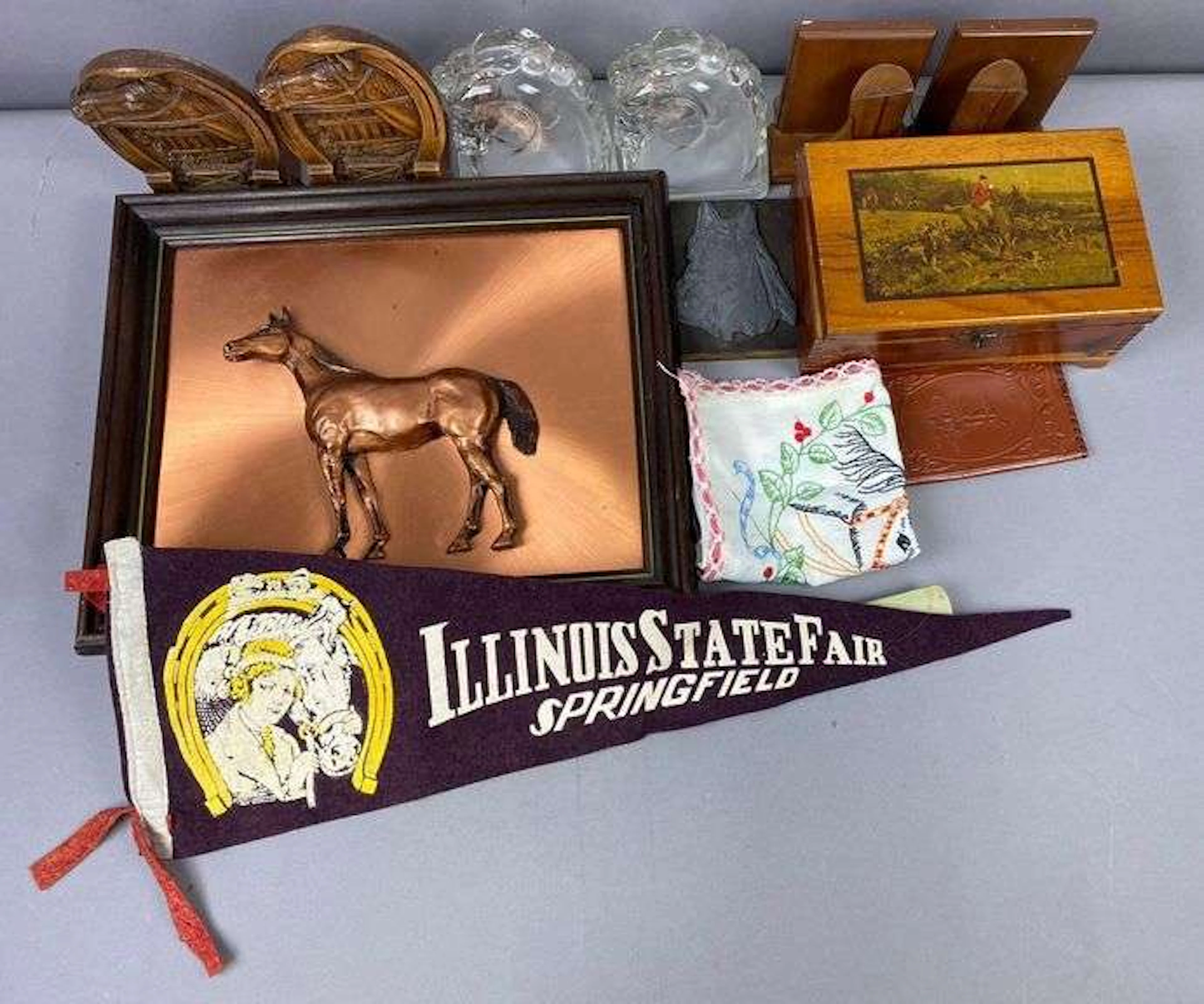 Group of Vintage Illinois State Fair Equestrian Themed Items and More