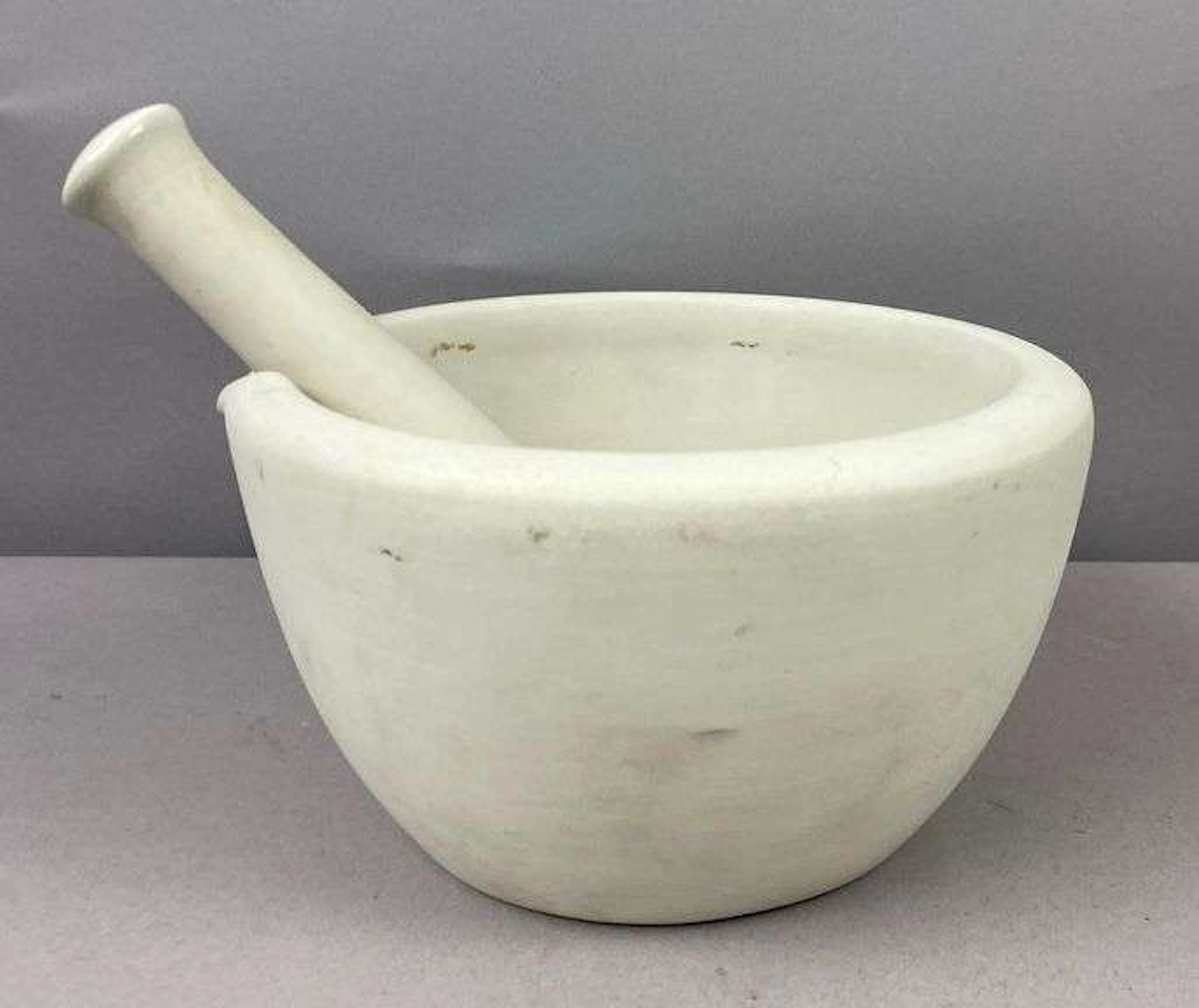 Vintage Unglazed Porcelain Mortar and Pestle Set