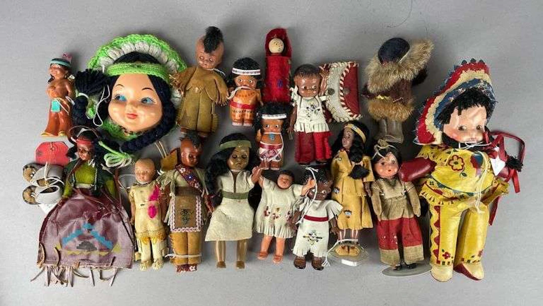 Group of Vintage Native American Plastic Souvenir Dolls