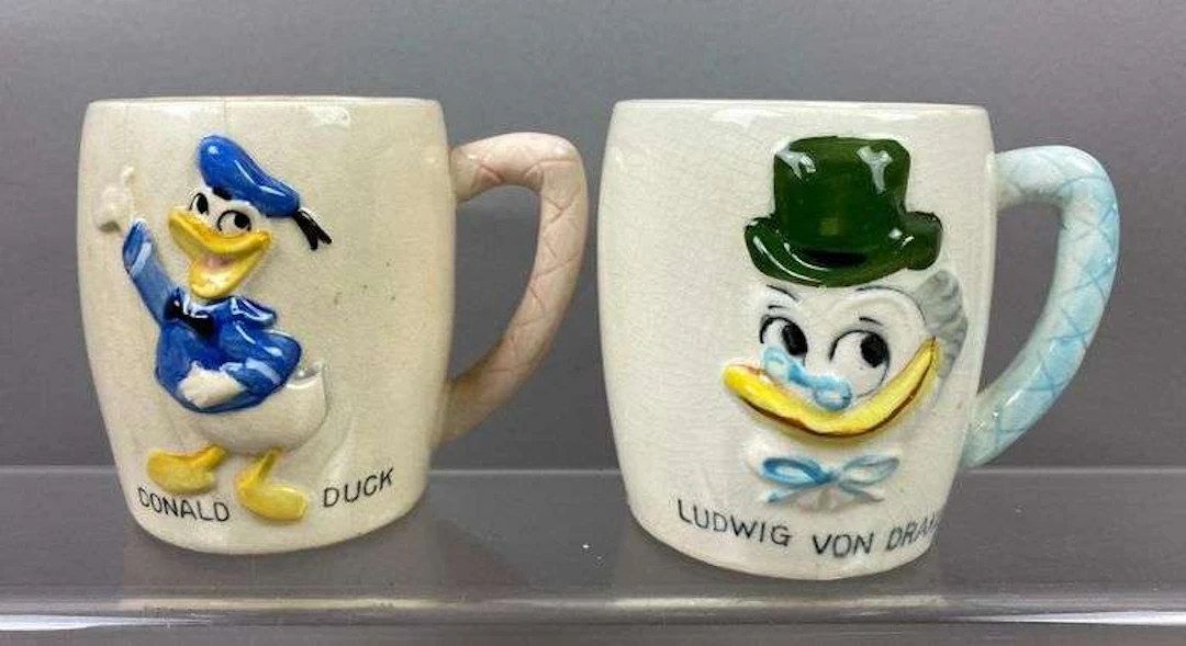 Group of 2 Vintage 1960’s Japan Walt Disney Donald Duck Themed Mugs