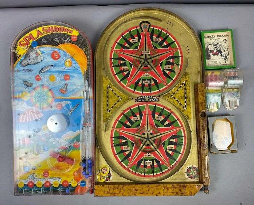 Group of 6 Vintage Table -Top Pinball Machines and More