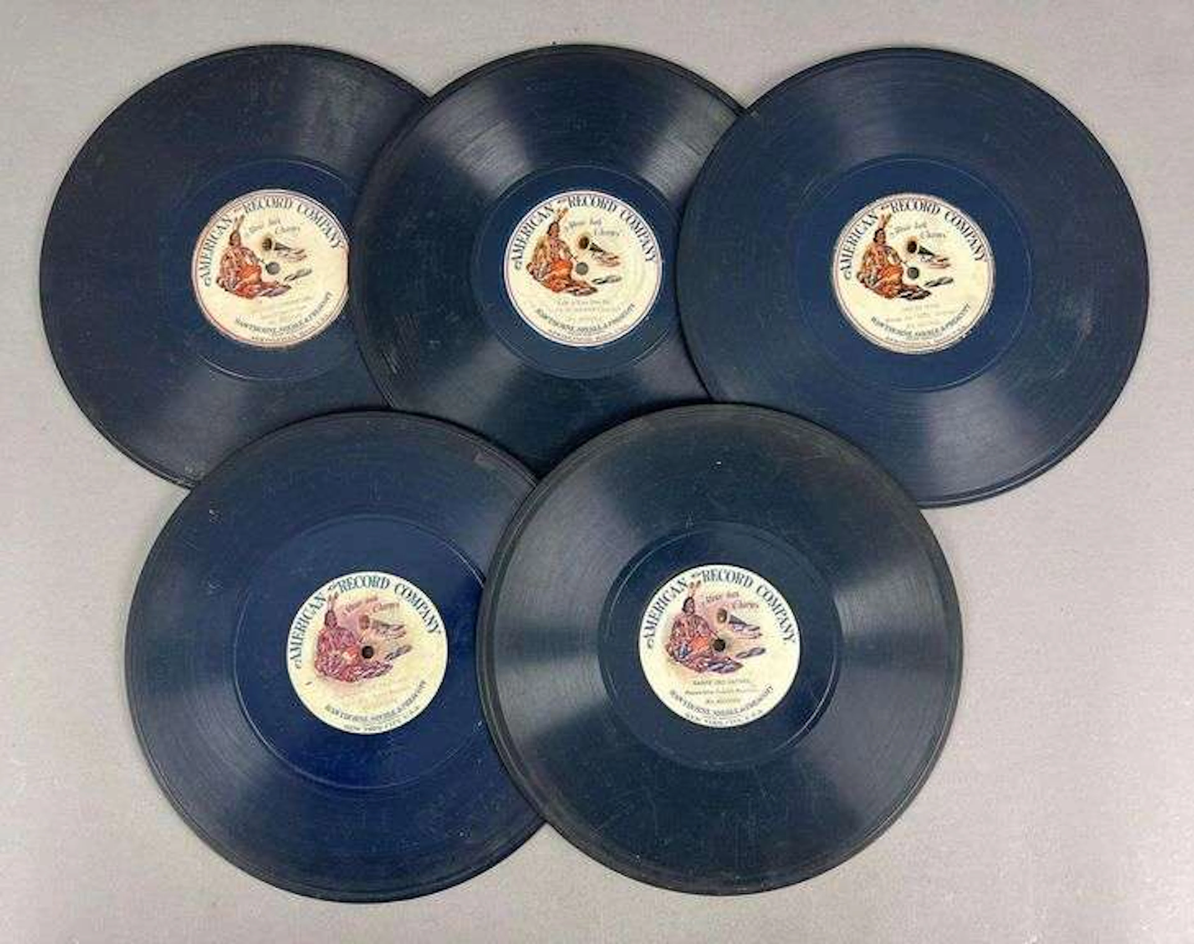 Group of 5 American Record Co. Records with Native American Design