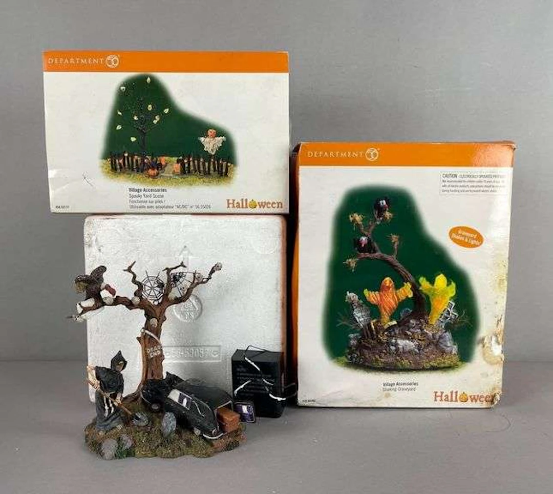 Group of Department 56 Halloween Village Accessories