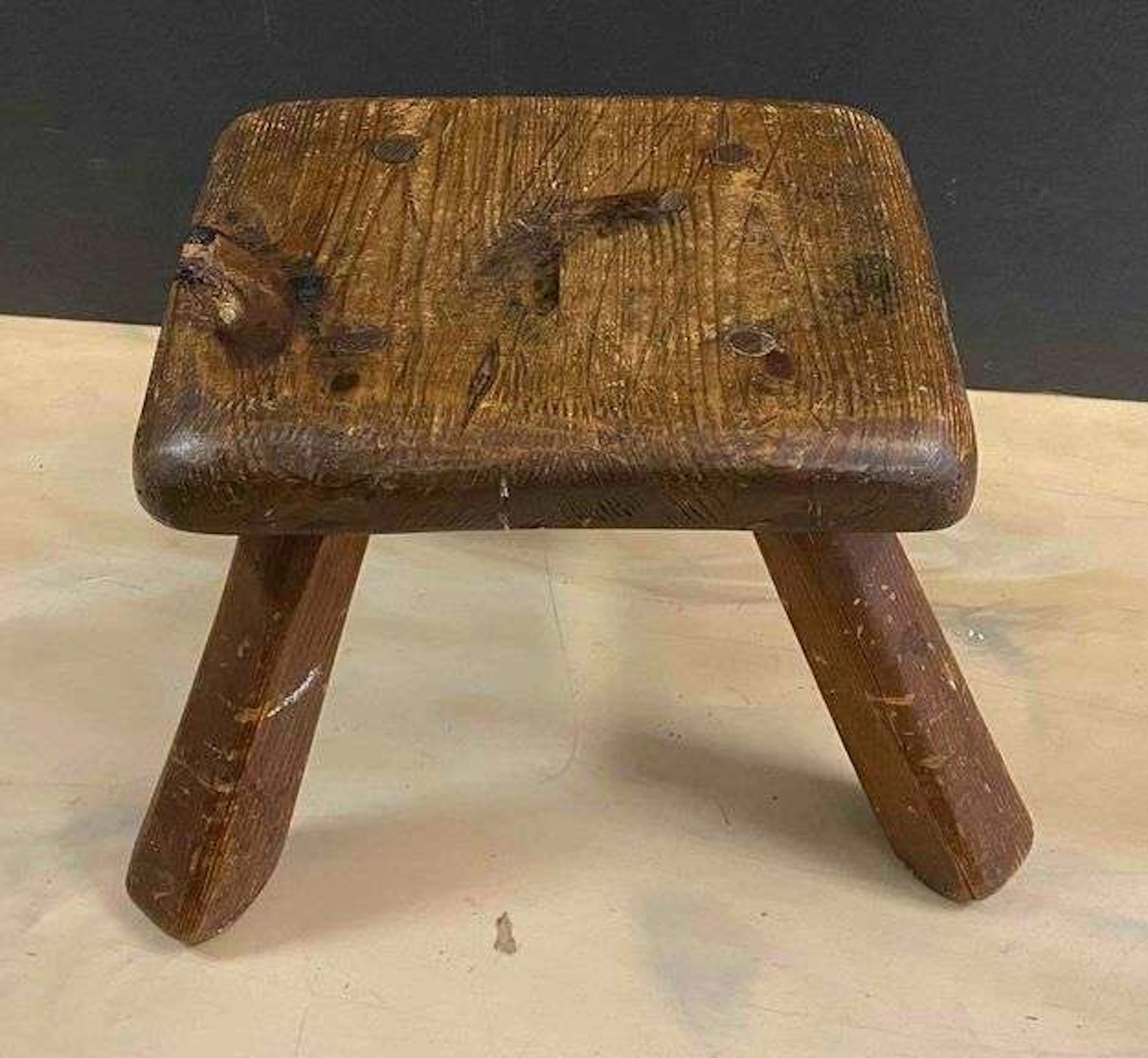 Primitive Wood Cow Milking Stool