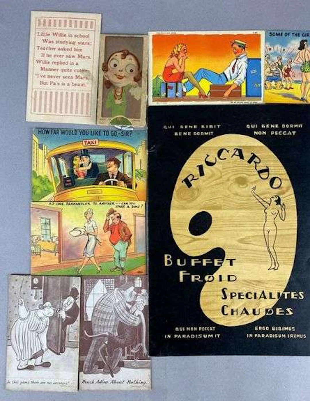 Group of Vintage Risqué Postcards and More
