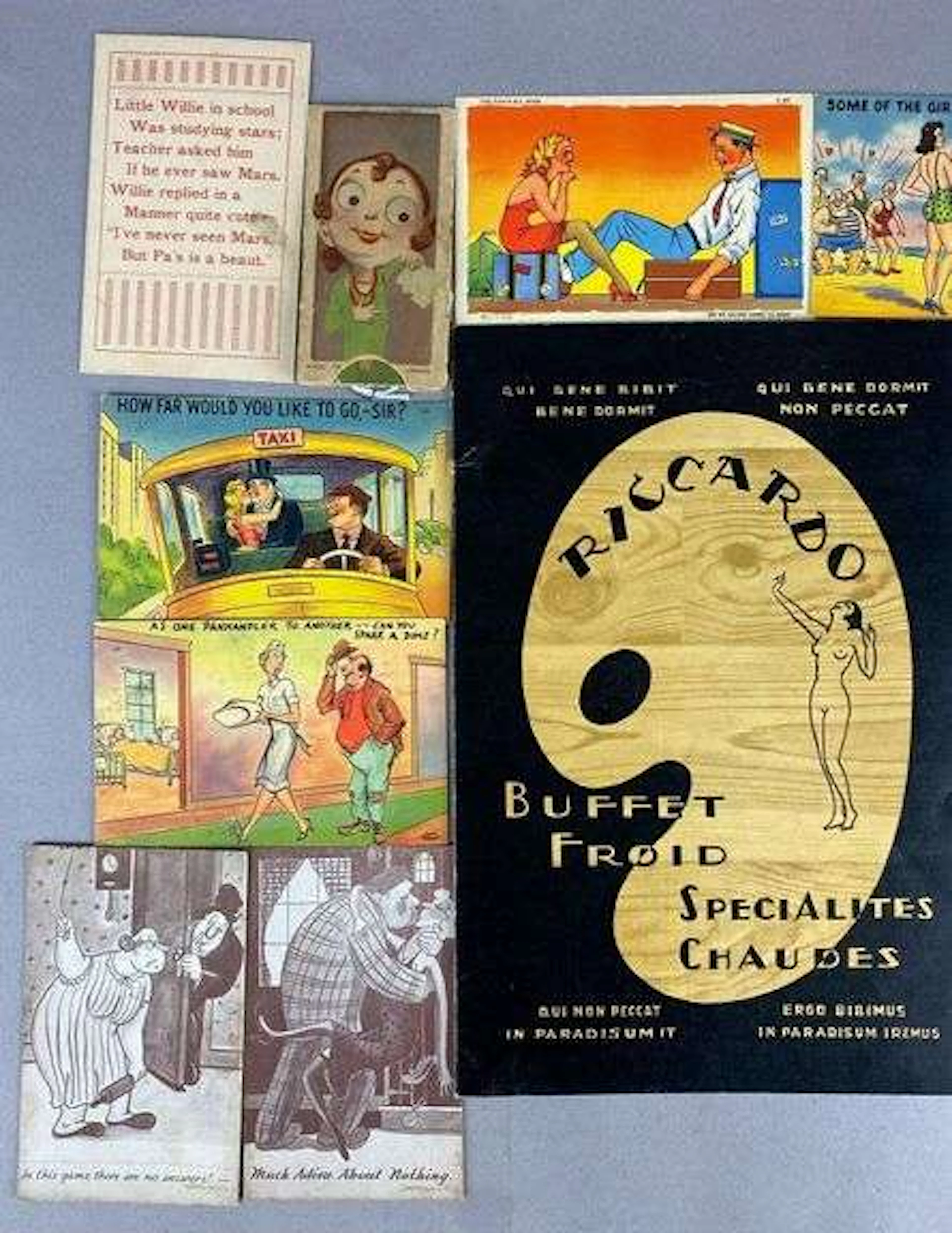 Group of Vintage Risqué Postcards and More