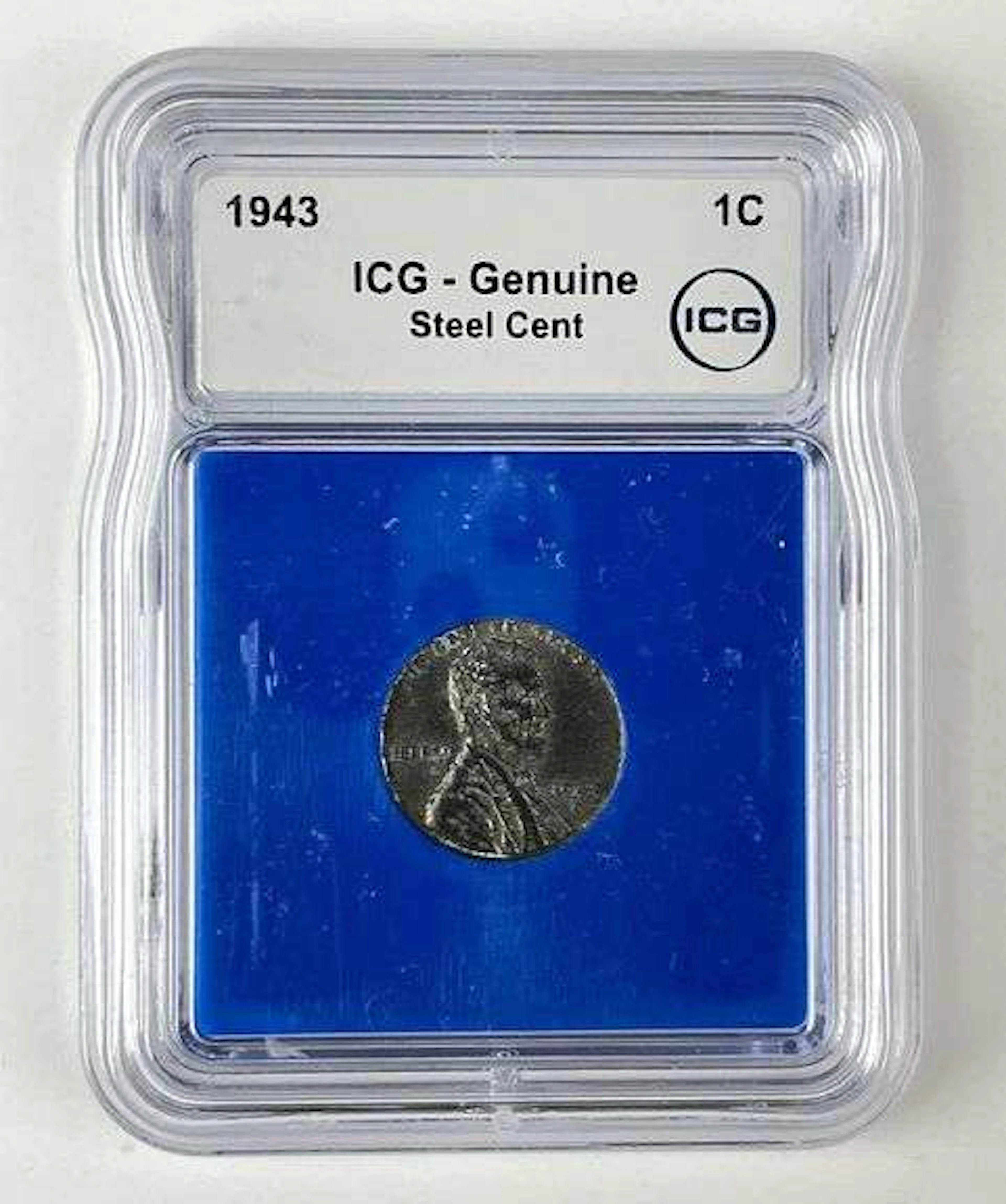 1943 US Lincoln Head Steel Cent ICG Genuine