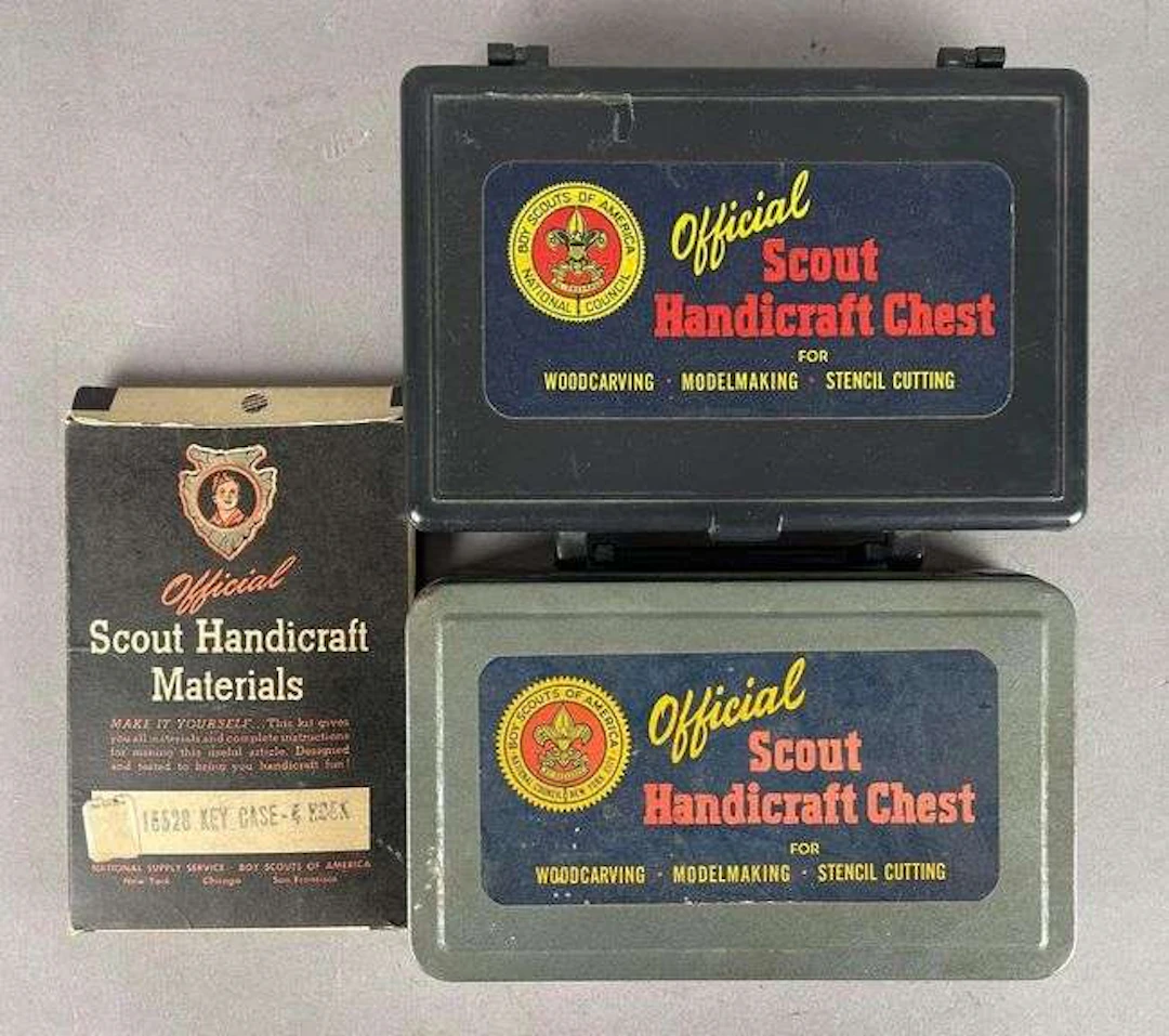 Group of 2 Vintage Official Boy Scout Handicraft Sets