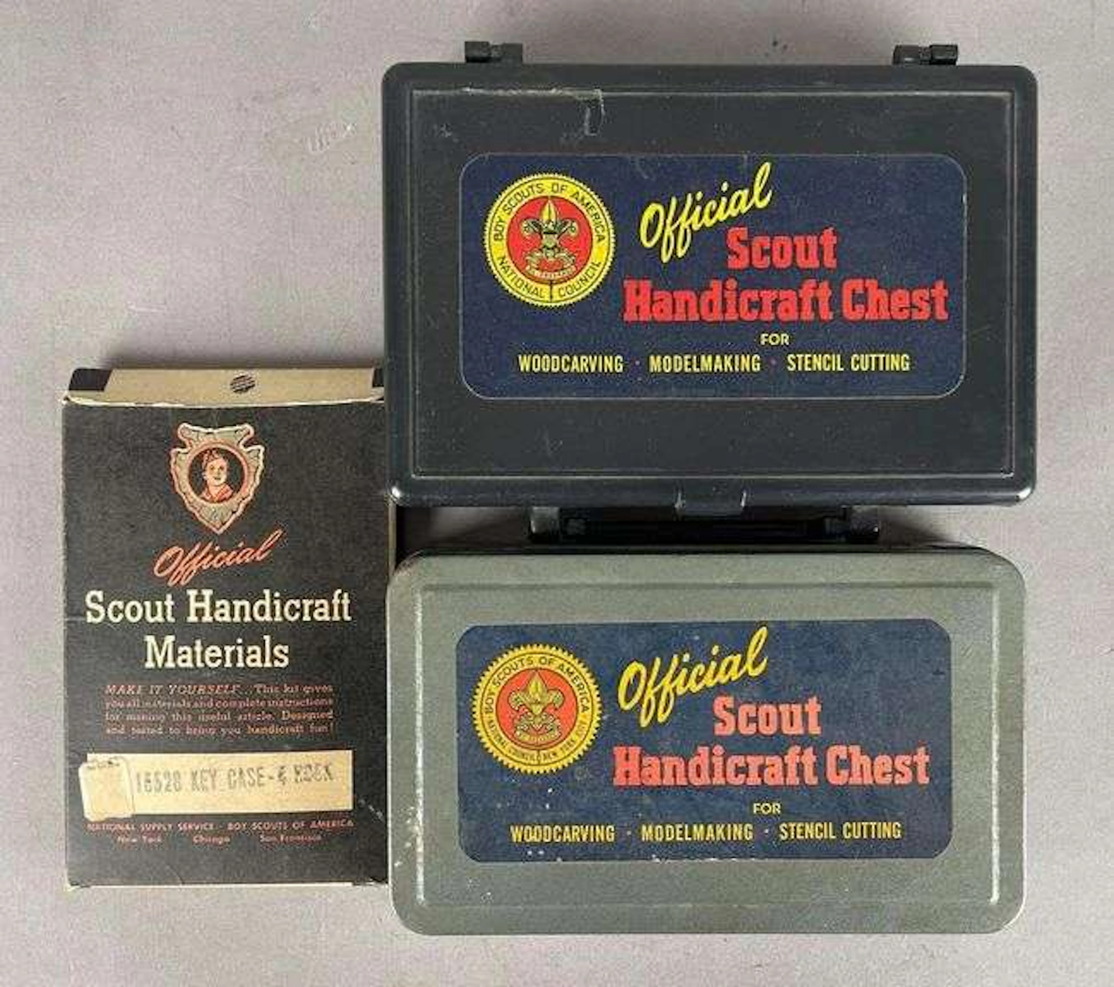 Group of 2 Vintage Official Boy Scout Handicraft Sets