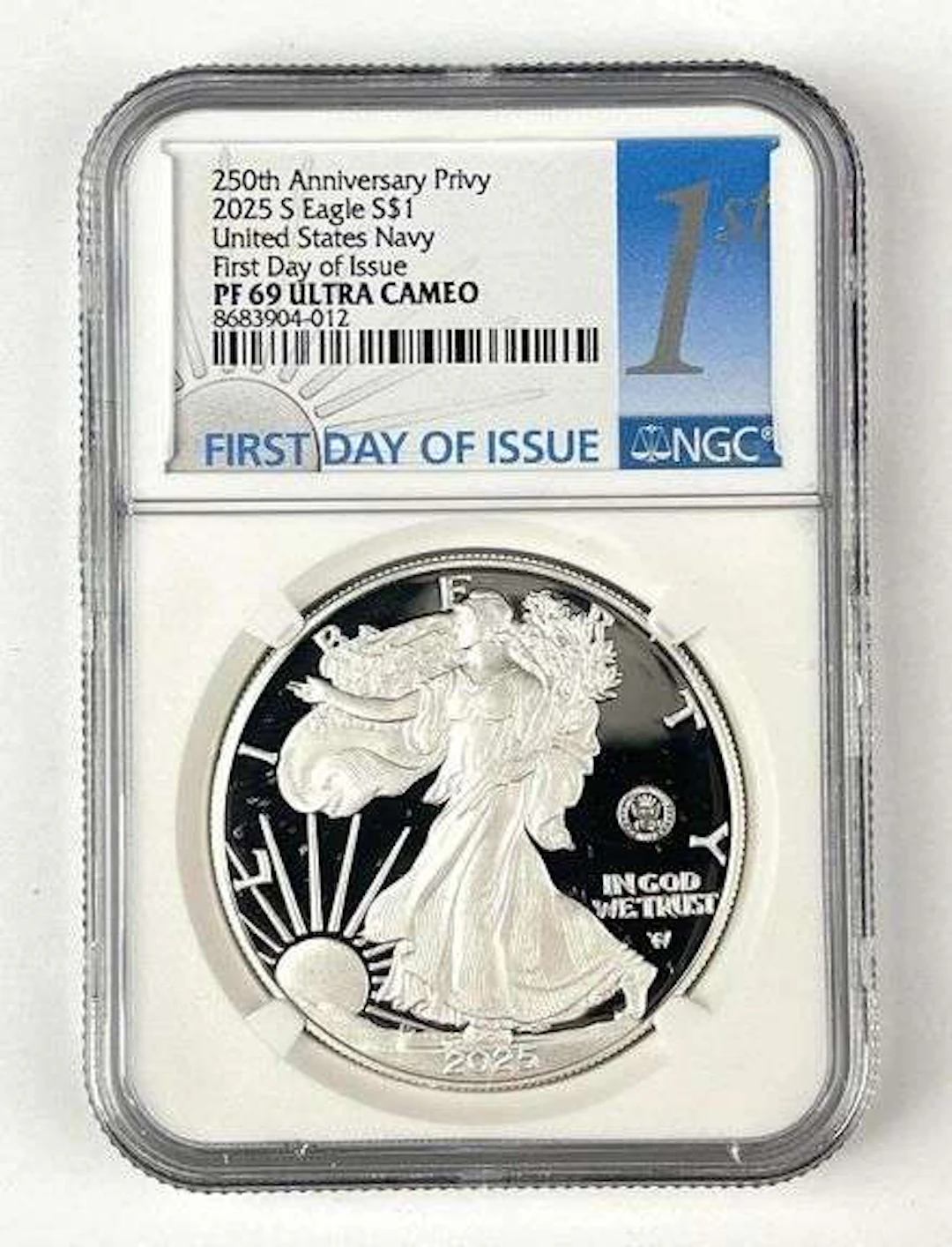 2025 S US $1 American Silver Eagle with 250th Anniversary US Navy