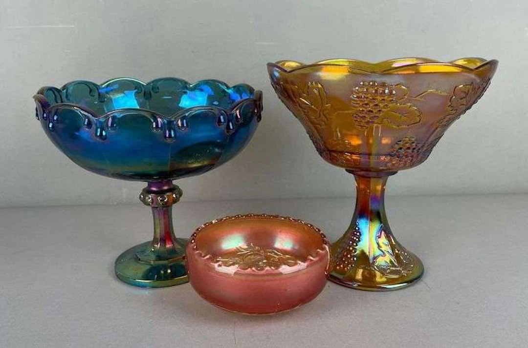 Group of 3 Vintage Iridescent Carnival Glass Bowls