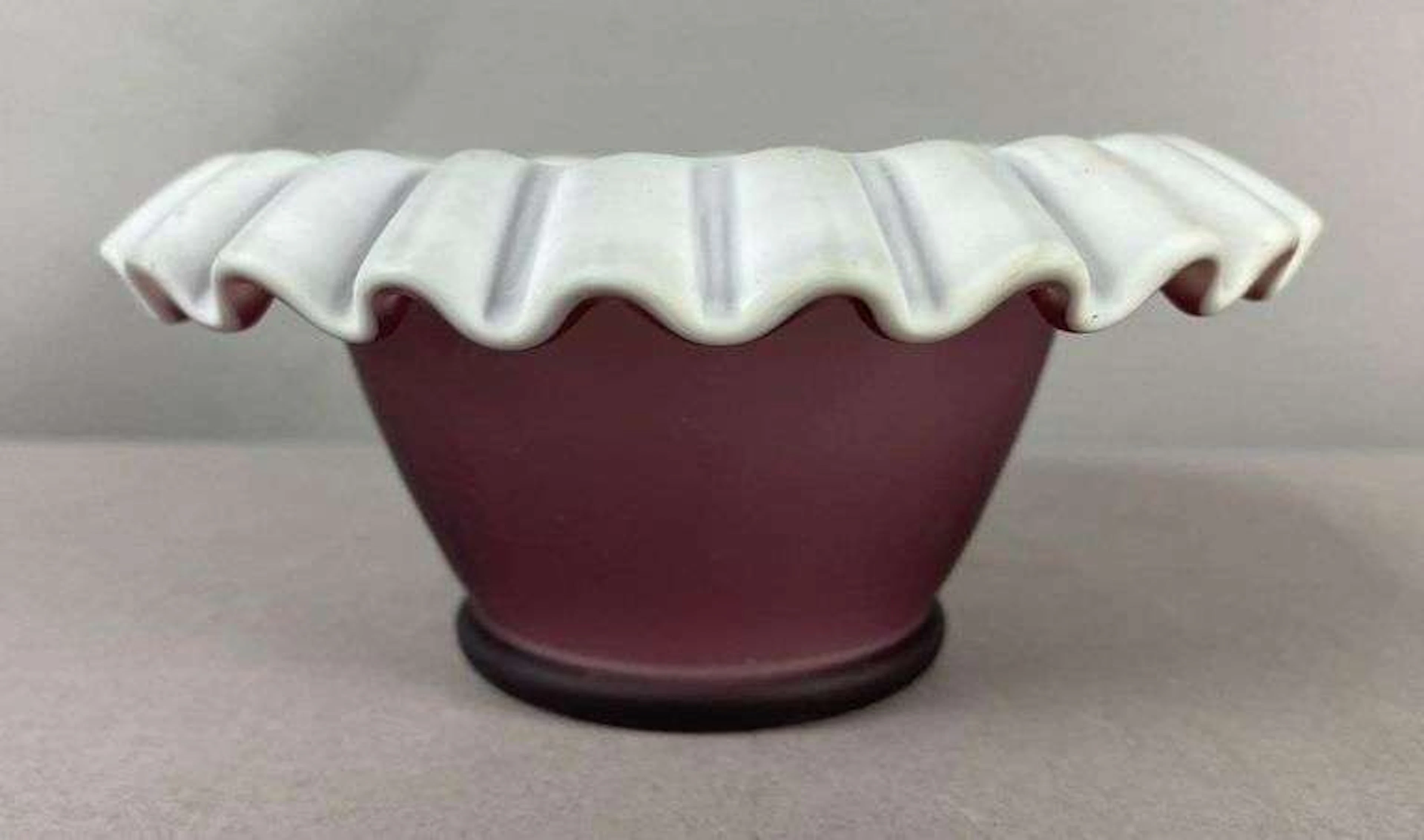 Vintage Case Amethyst Ribbon Edged Glass Bowl