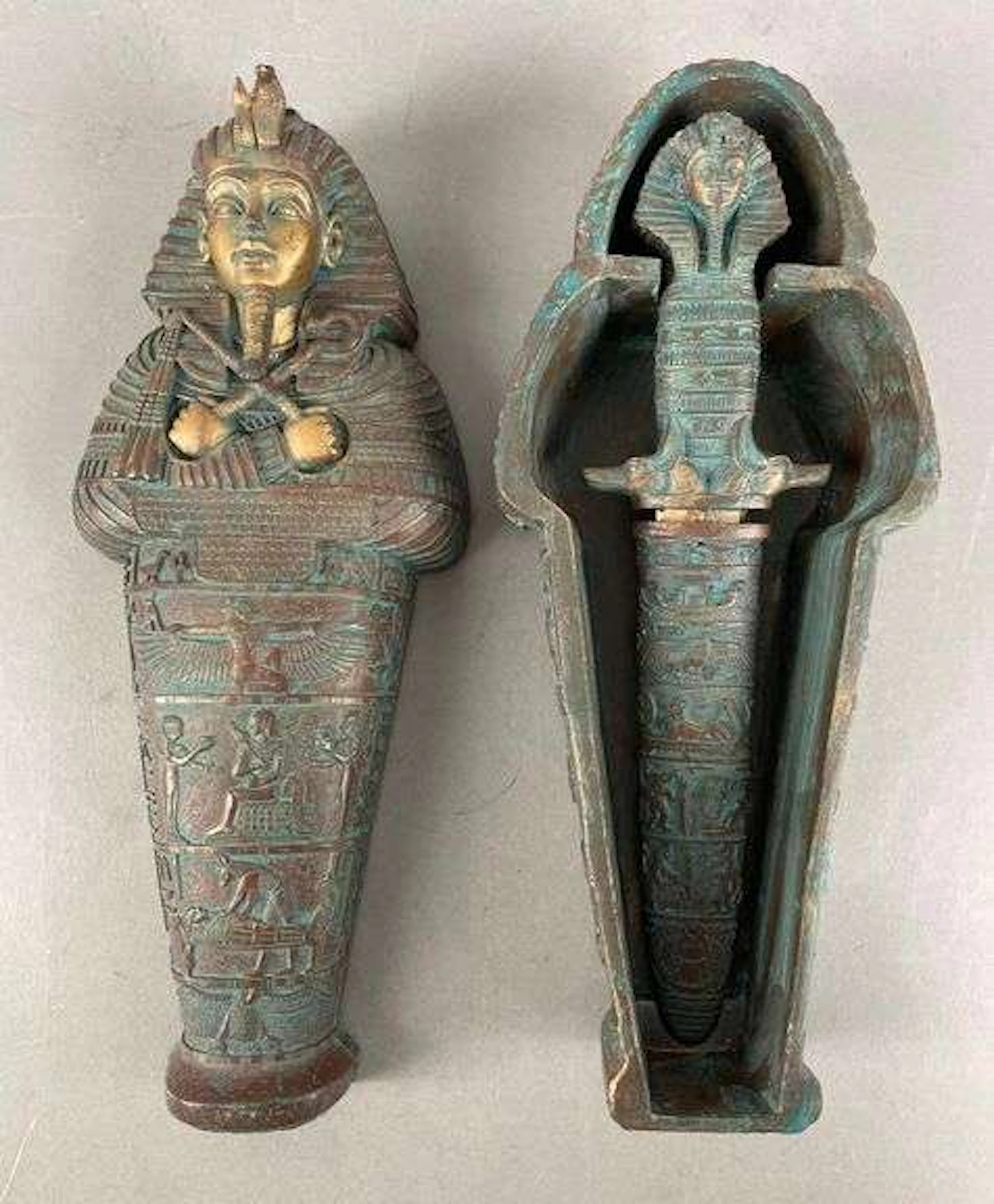 King Tut Resin Sarcophagus with Stainless Steel Knife
