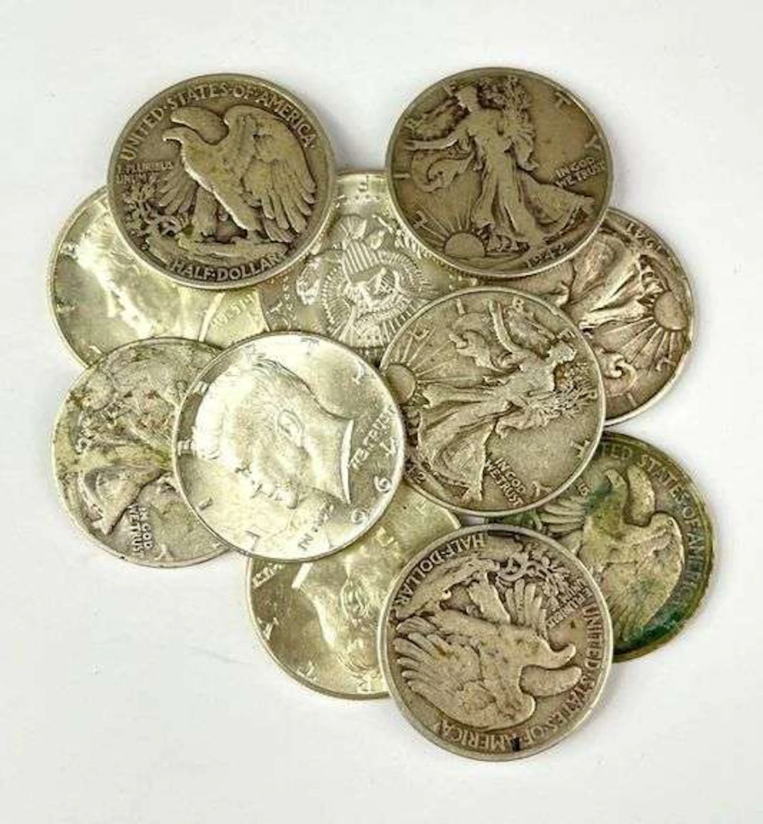 Group of 11 US 90% Silver Half Dollars