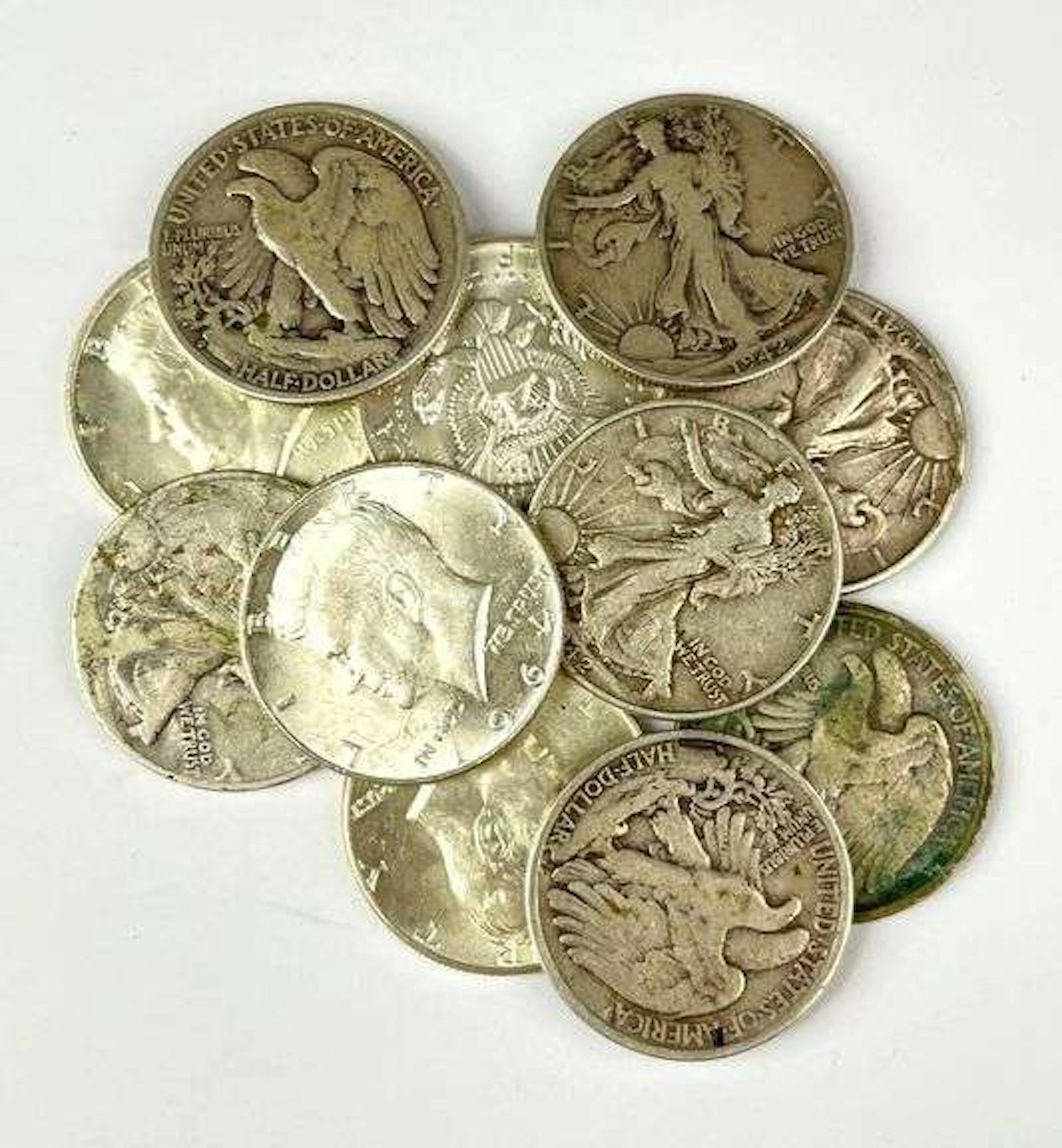 Group of 11 US 90% Silver Half Dollars