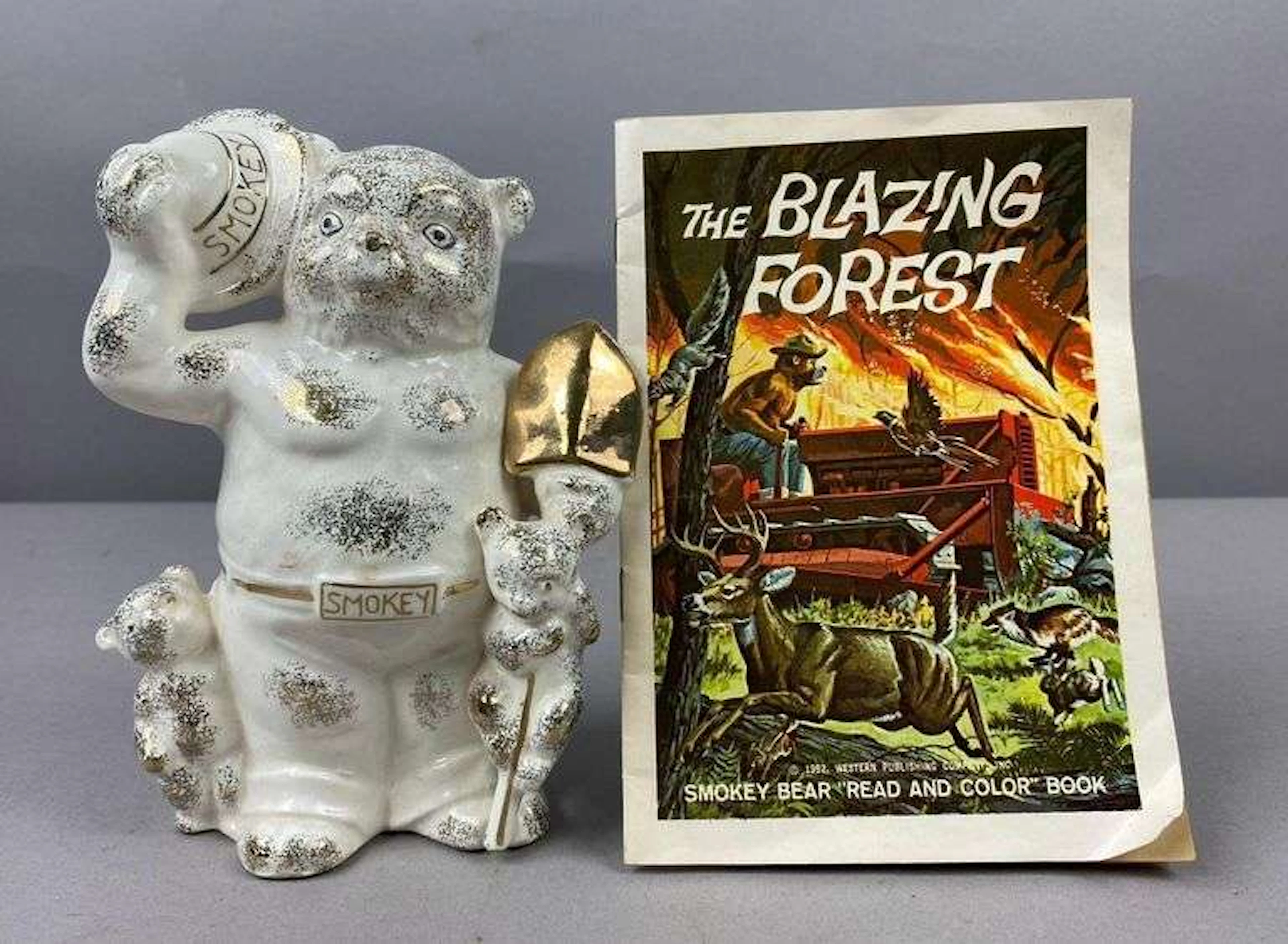 Group of 2 Vintage 1960’s Smokey The Bear Ceramic Coin Bank and More