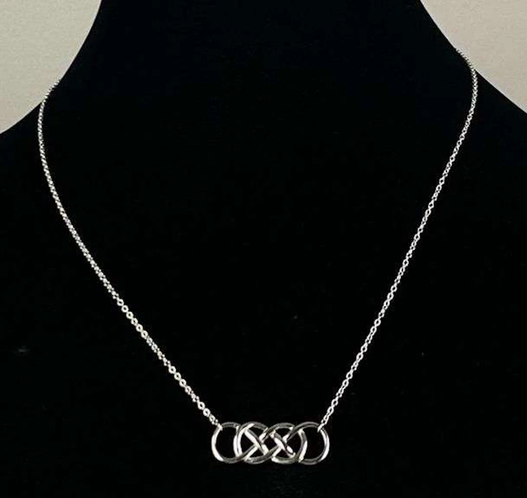Sterling Silver Chain Necklace with Dual-Infinity Pendant