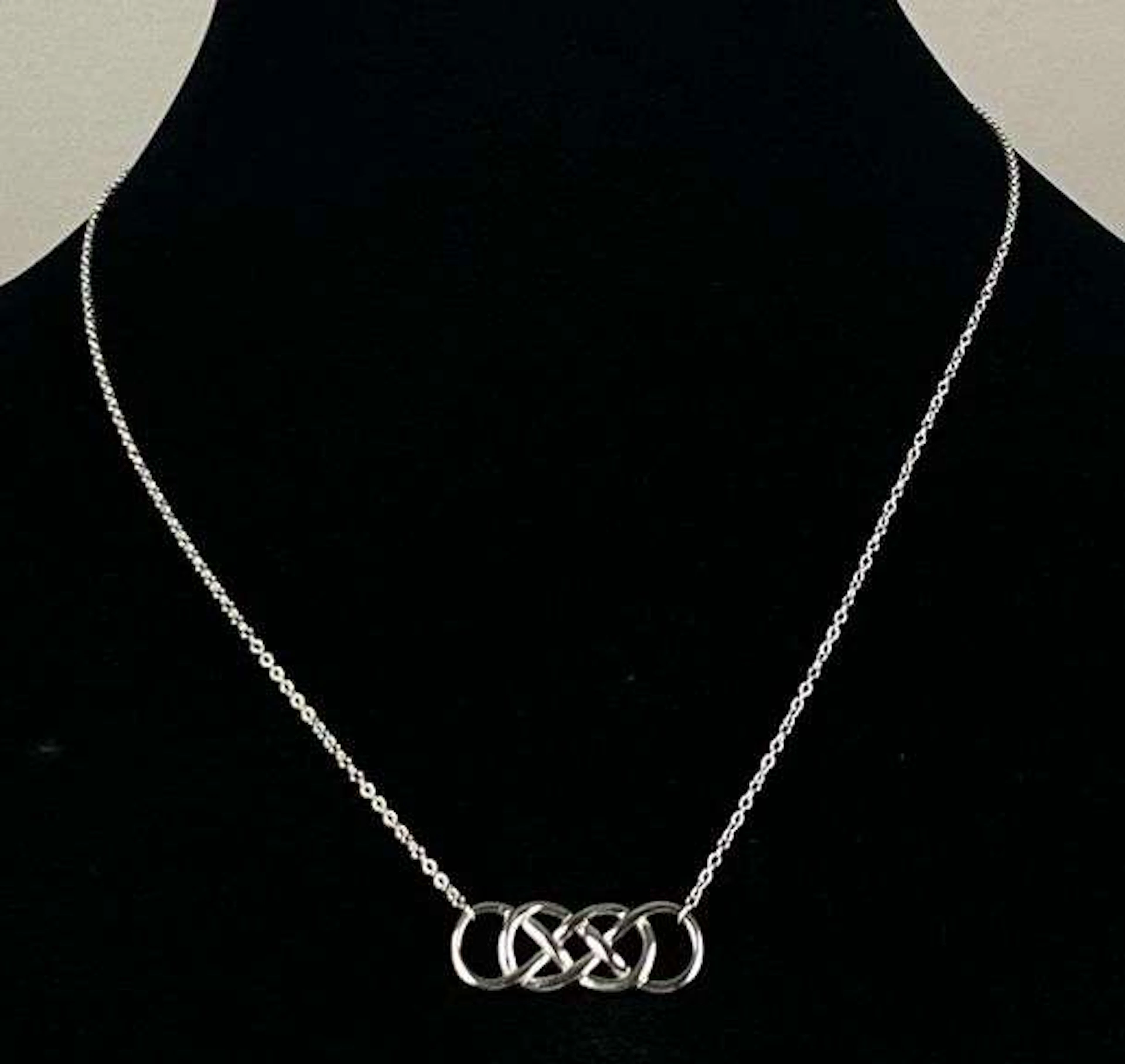 Sterling Silver Chain Necklace with Dual-Infinity Pendant