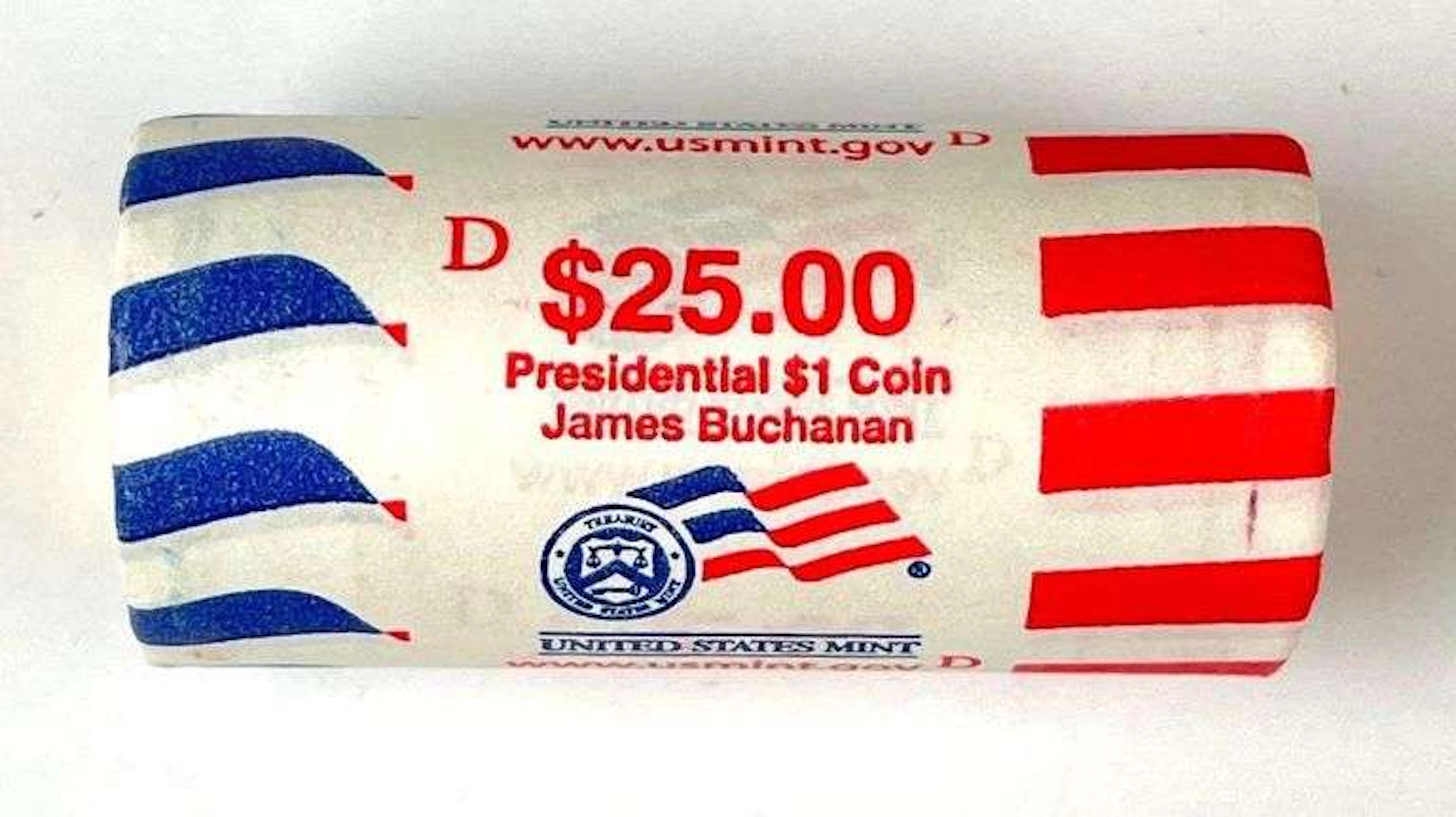 $25 Roll of US $1 Presidential James Buchanan Coins