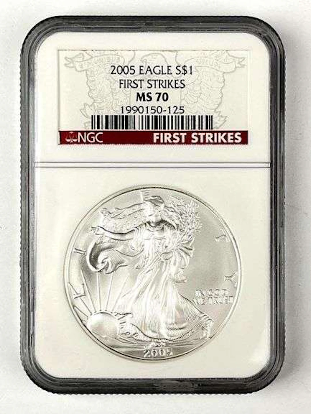 2005 US $1 American Silver Eagle 1 oz Fine Silver Coin NGC MS70