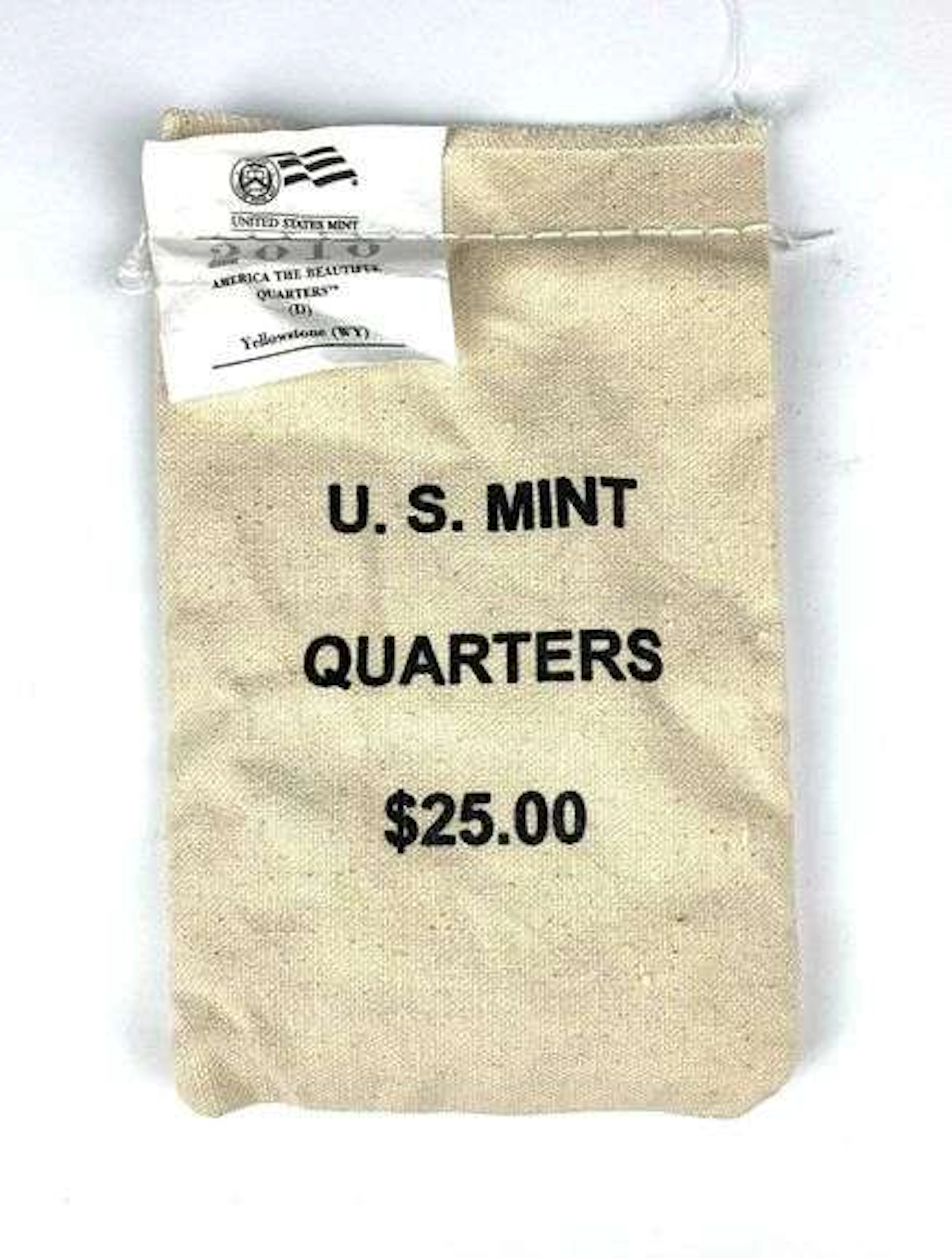 2010 D US Mint $25 Yellowstone Quarter in Original Canvas Bag