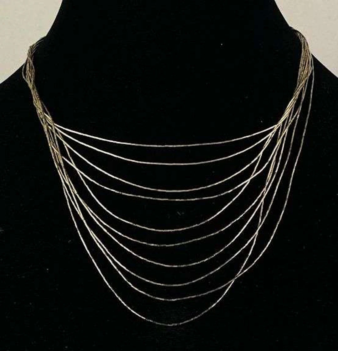 Sterling Silver 10 Strand Liquid Silver Necklace