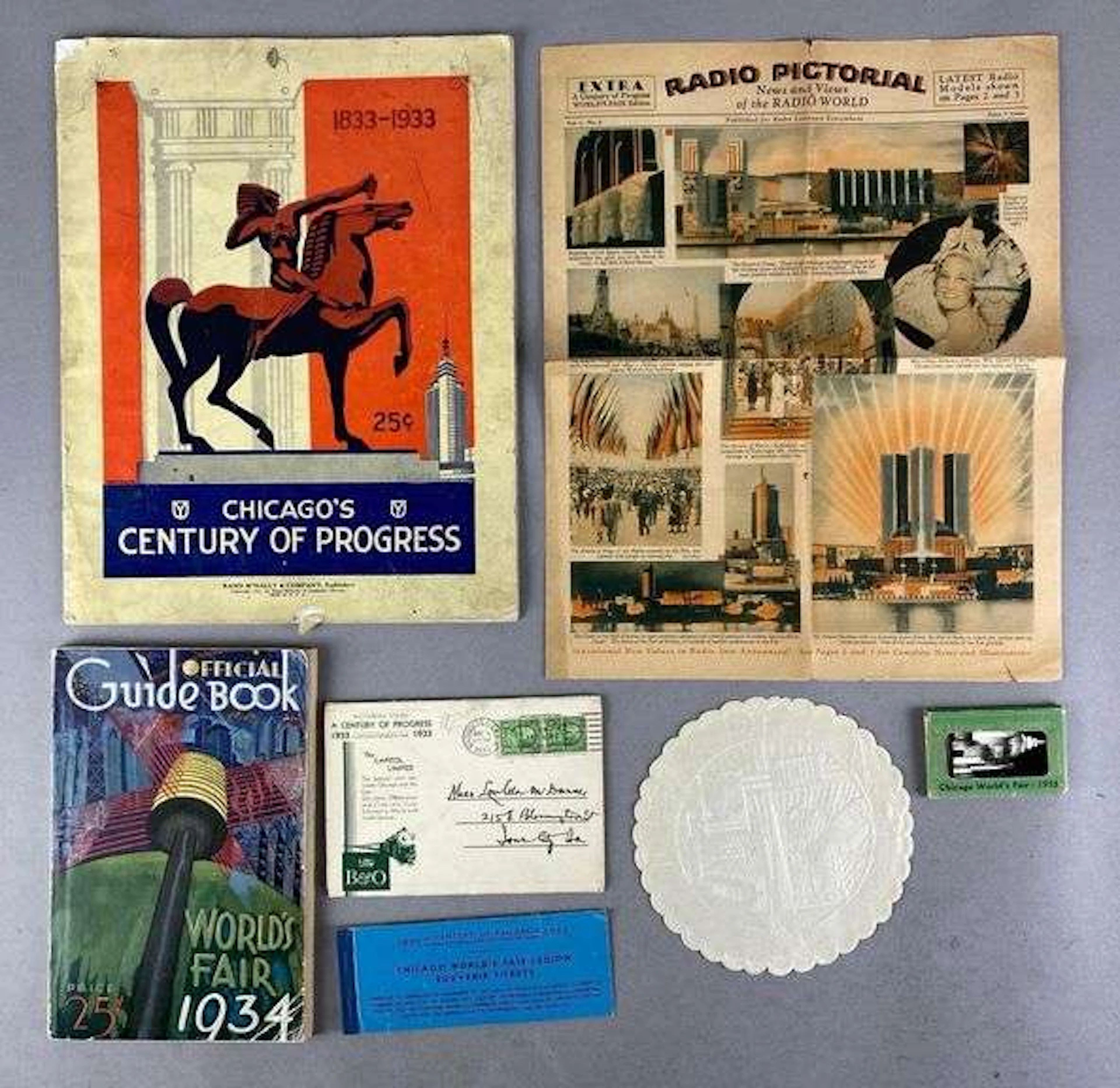Group of 1933/1934 Chicago worlds Fair Ephemera