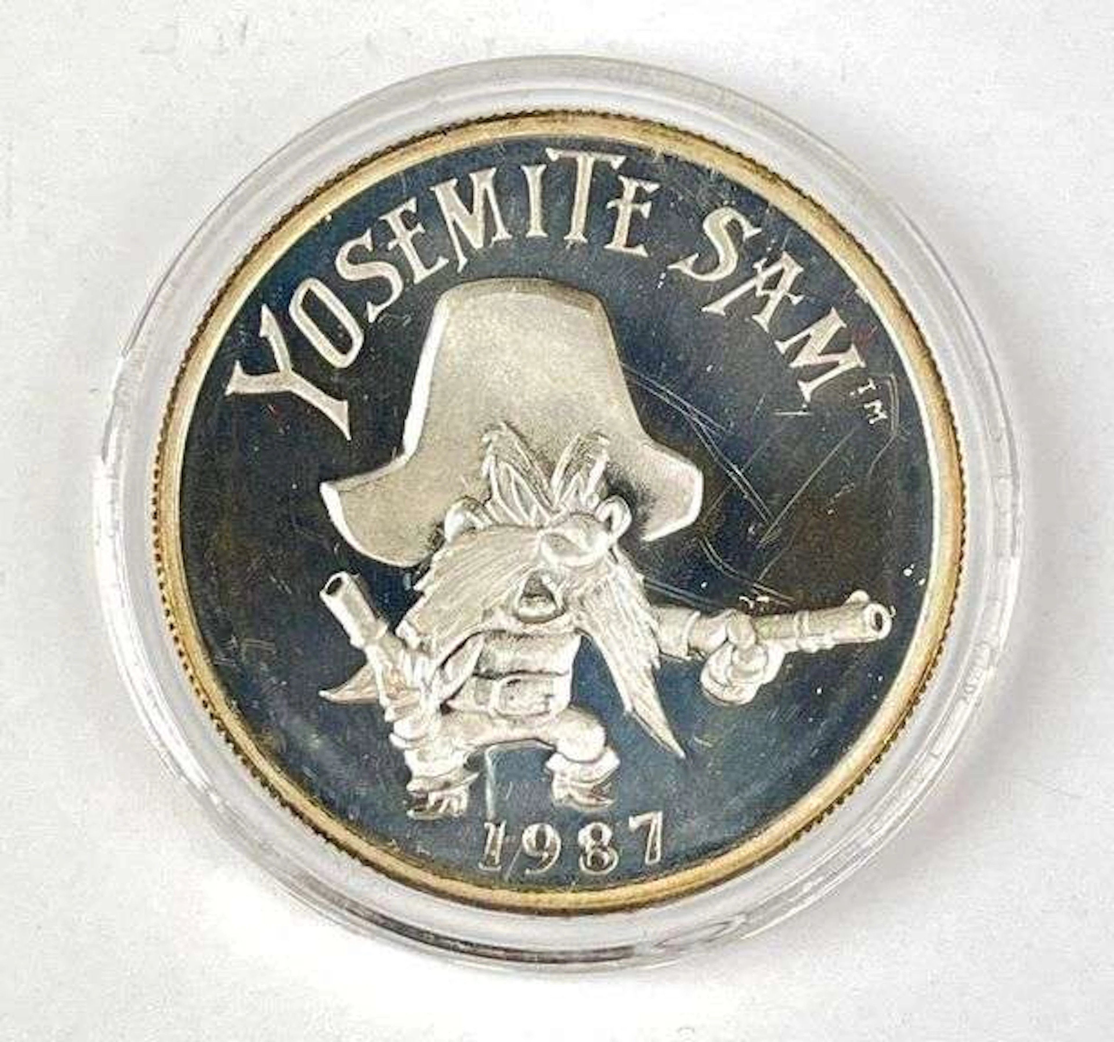 1987 WB Looney Tunes Yosemite Sam 1 oz .999 Fine Silver Round