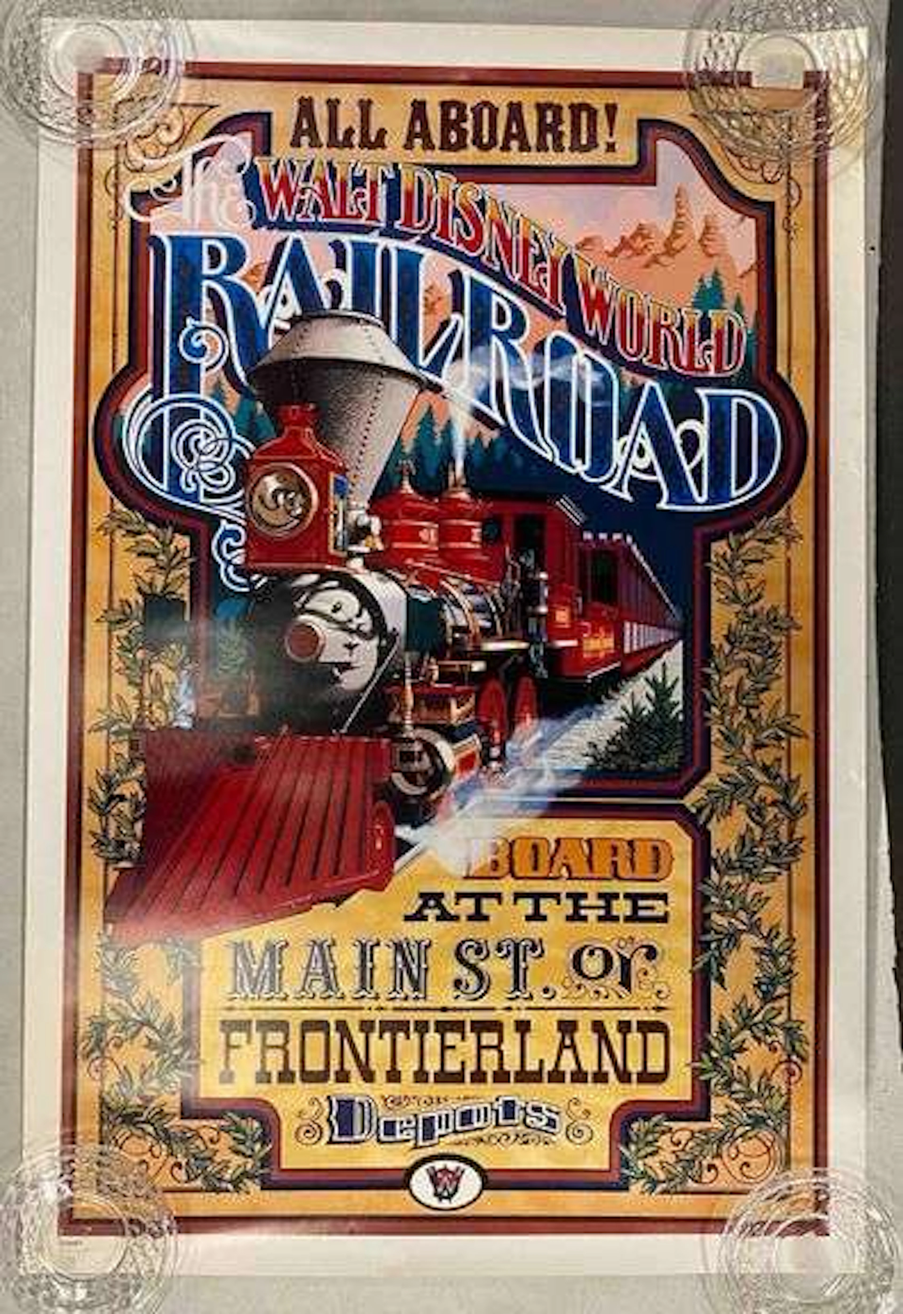 Vintage Walt Disney World Railroad Advertising Poster